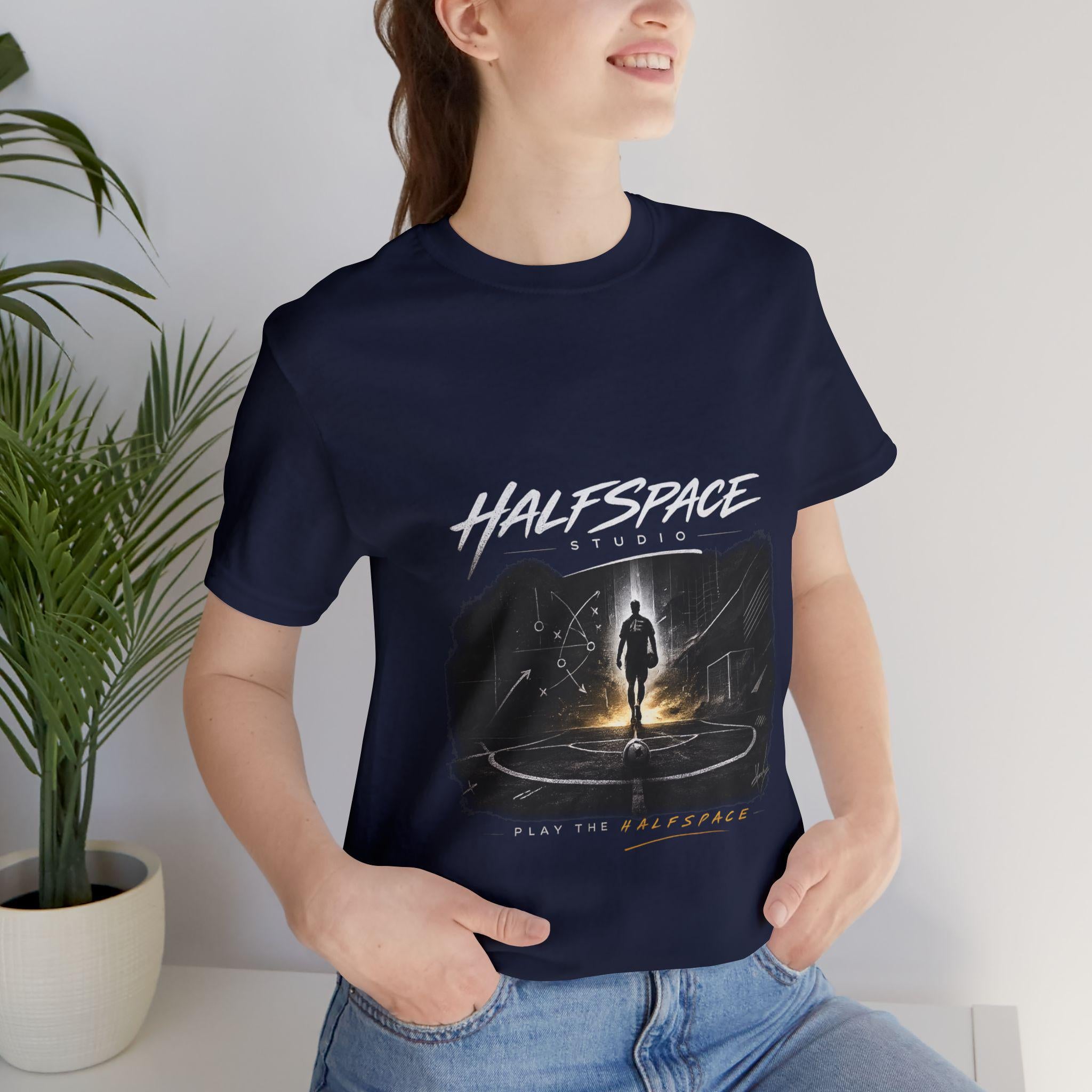 Halfspace Studios Astronaut Graphic T-Shirt | Space Exploration, Sci-Fi FootballTee-HalfSpace Studios.