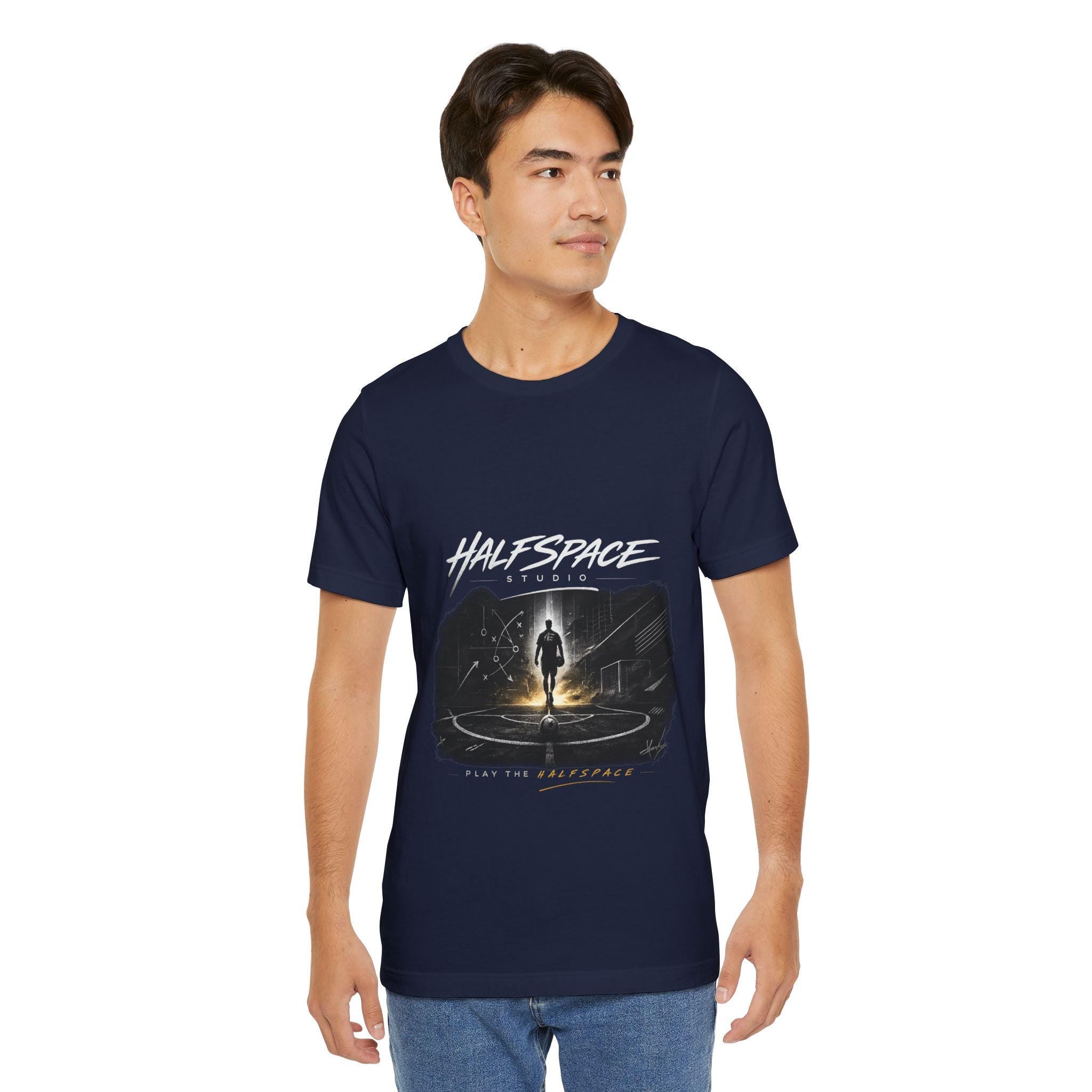 Halfspace Studios Astronaut Graphic T-Shirt | Space Exploration, Sci-Fi FootballTee-HalfSpace Studios.