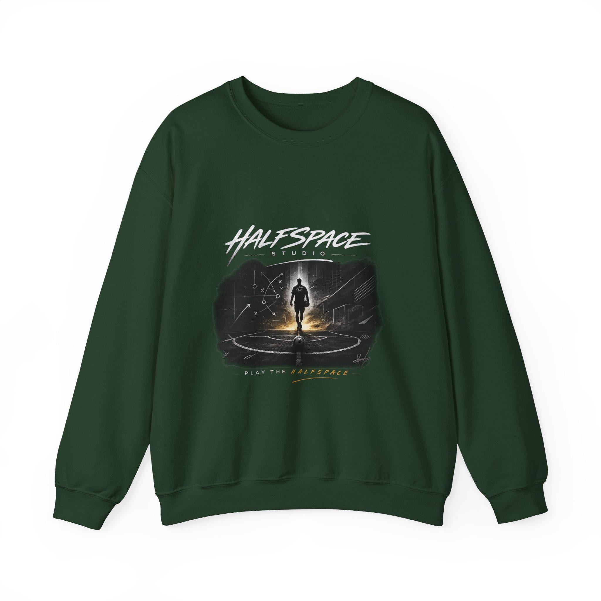 Silhouette Portal Walk, Sweatshirt | Lone Figure, Night Sky, Glowing Circle xFootball-HalfSpace Studio.
