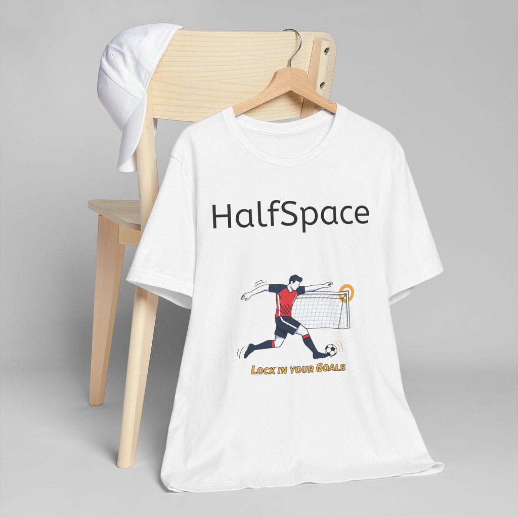 HalfSpace Soccer Player T-Shirt | Lock In Your Goals design