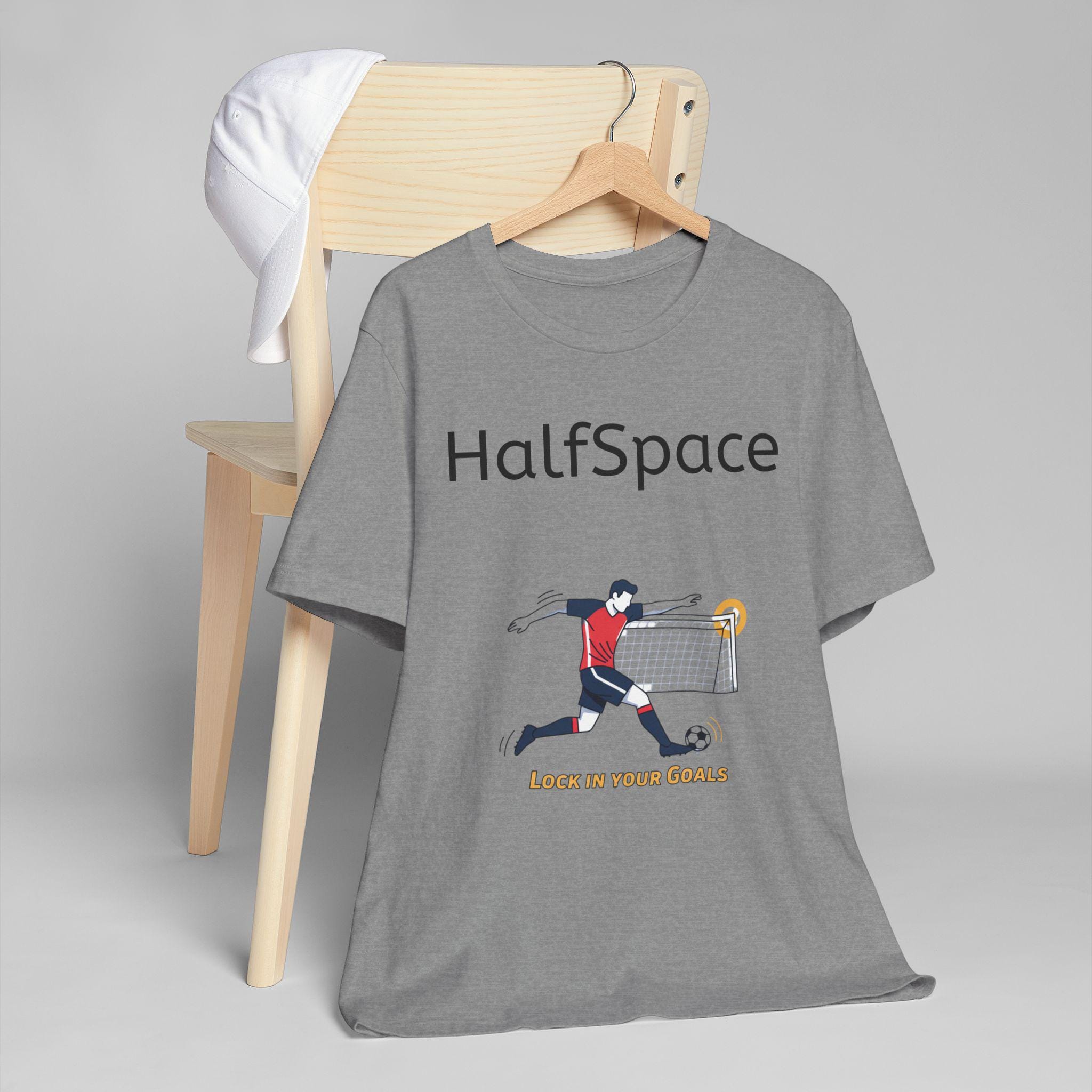 HalfSpace Soccer Player T-Shirt | Lock In Your Goals design