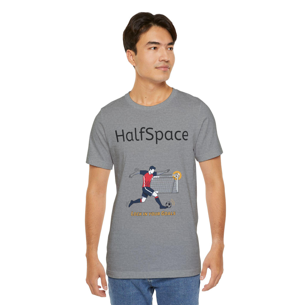HalfSpace Soccer Player T-Shirt | Lock In Your Goals design