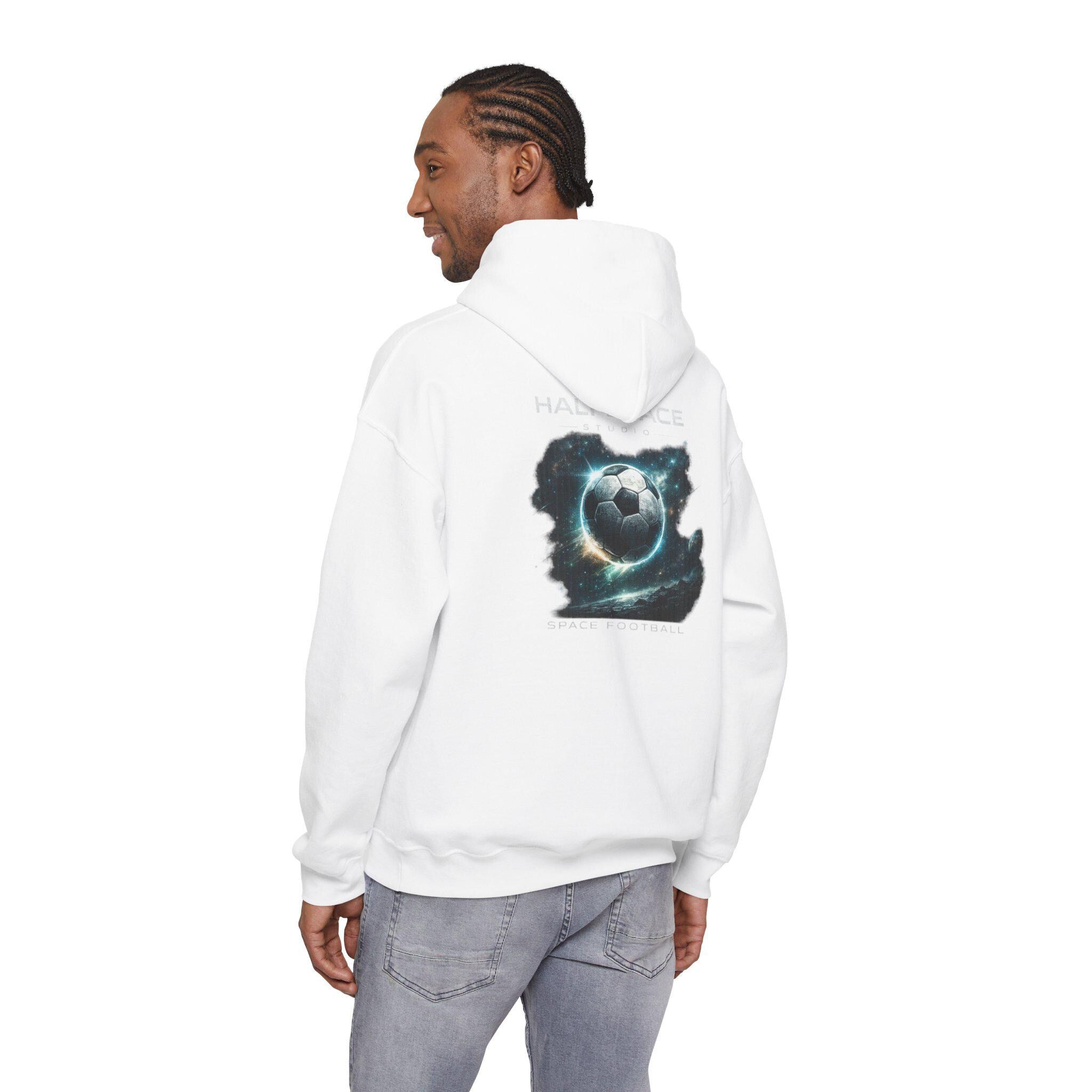 Cosmic Soccer Planet Hoodie | Space Football Illustration-HalfSpace Studio