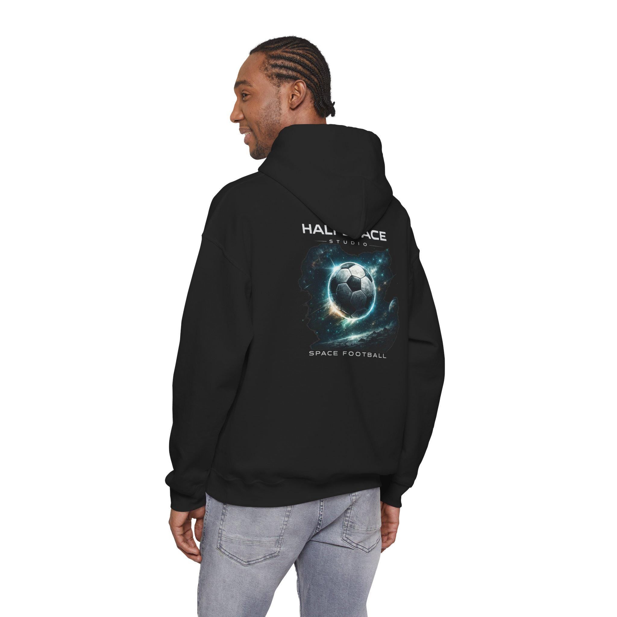 Cosmic Soccer Planet Hoodie | Space Football Illustration-HalfSpace Studio
