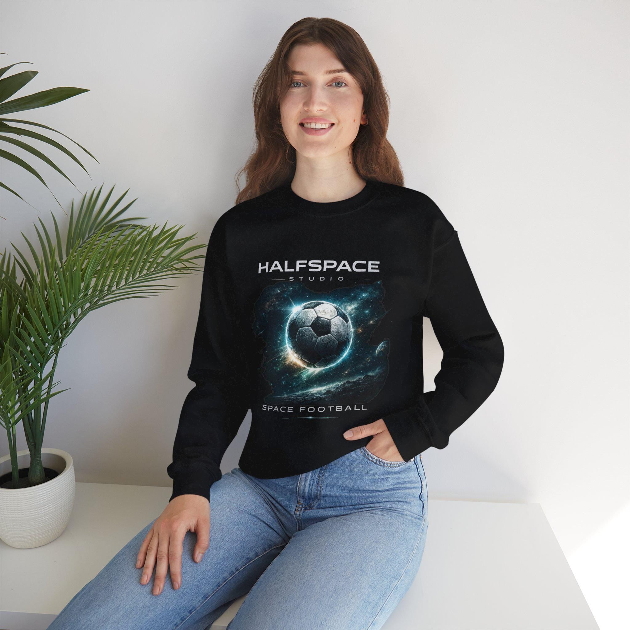 Galactic Soccer Ball Crewneck Sweatshirt | Space Football Graphic