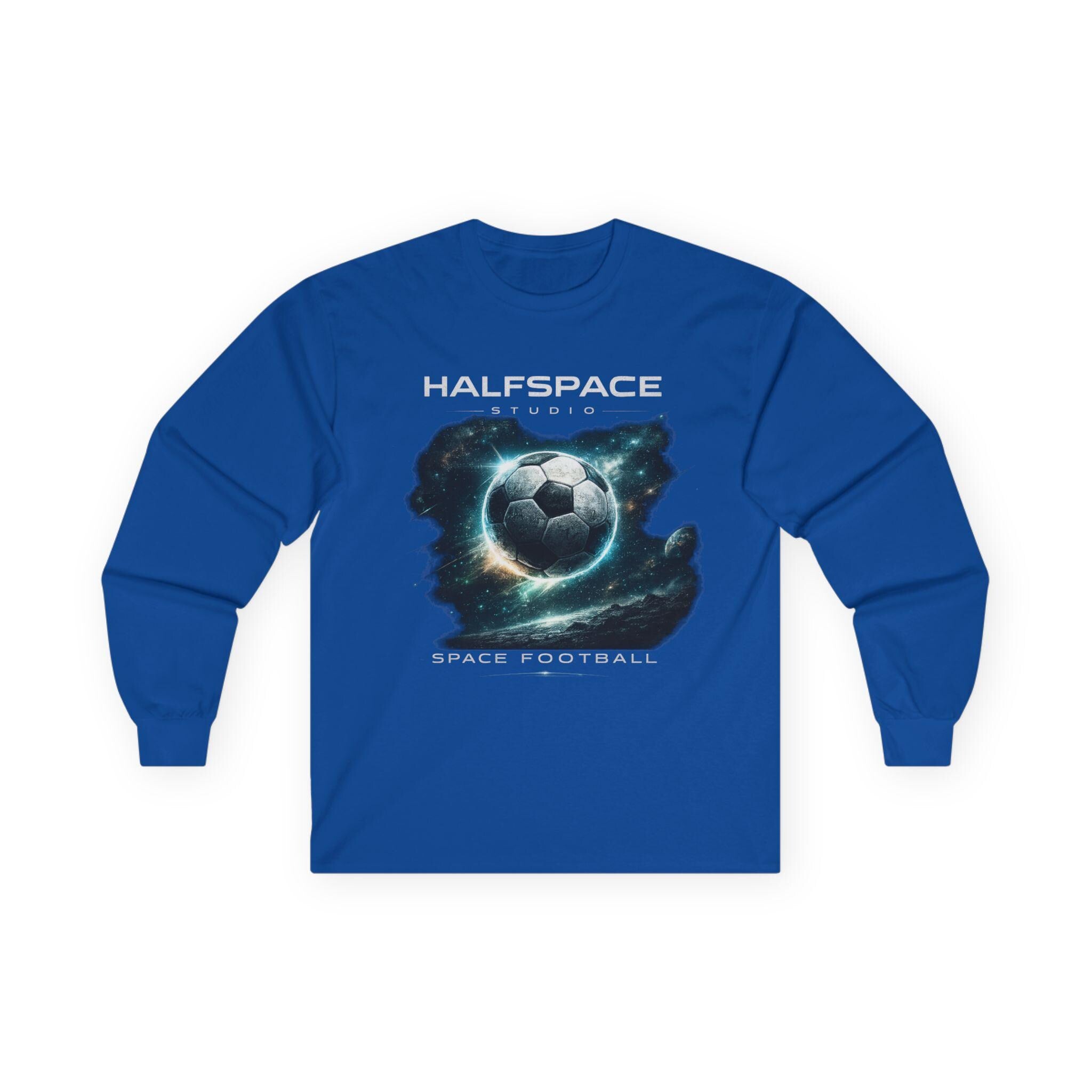 HalfSpace Studio Space Football Long Sleeve Tee | Soccer Planet Graphic-HalfSpace Studio
