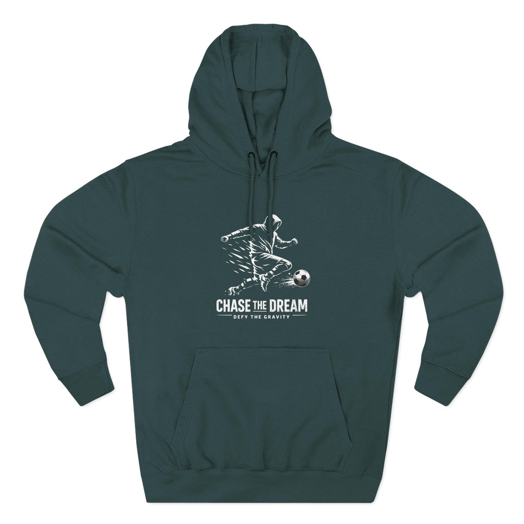 Chase The Dream Soccer Player hoodie | Three-Panel Fleece Hoodie | HalfSpace Studio branding | Streetwear Minimal