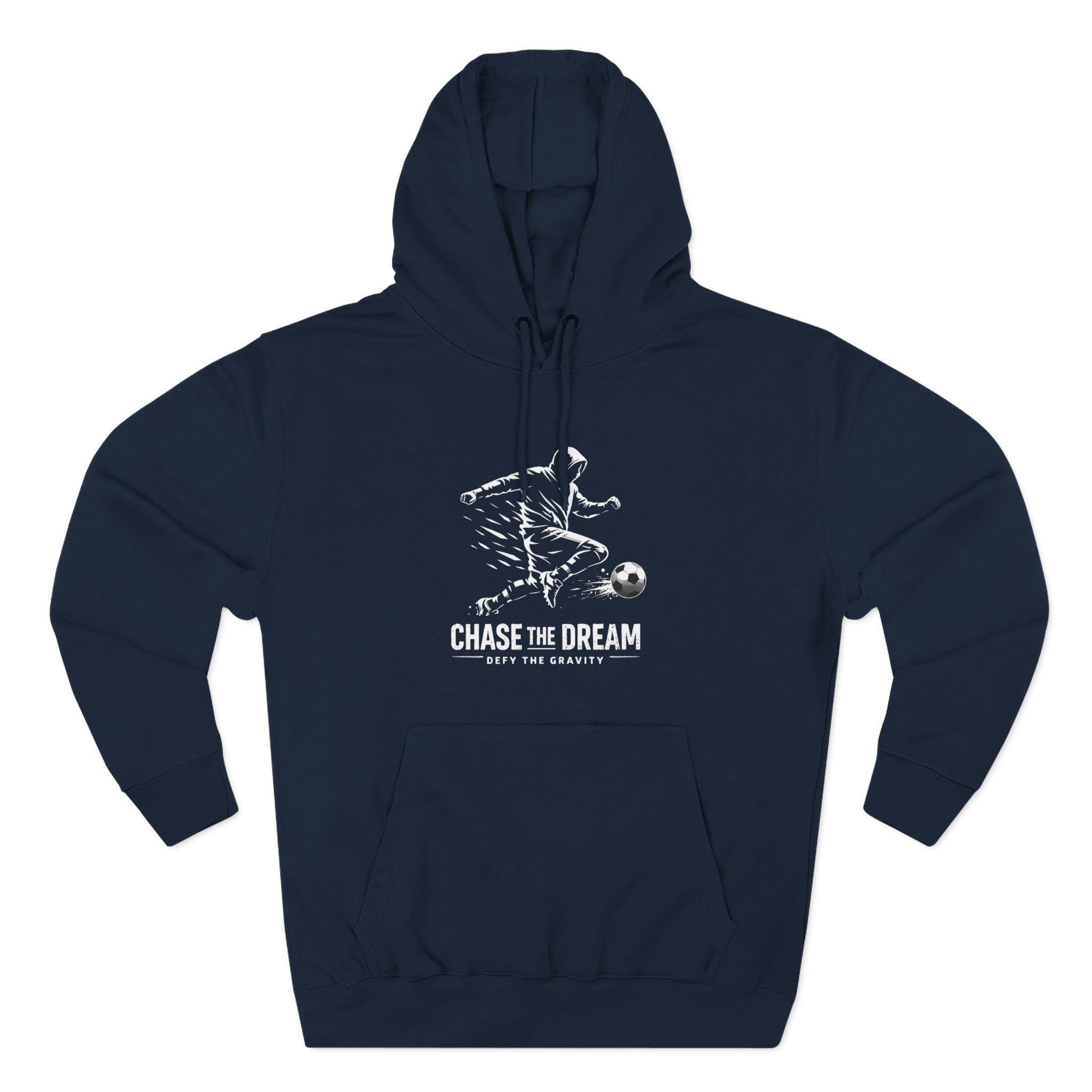 Chase The Dream Soccer Player hoodie | Three-Panel Fleece Hoodie | HalfSpace Studio branding | Streetwear Minimal