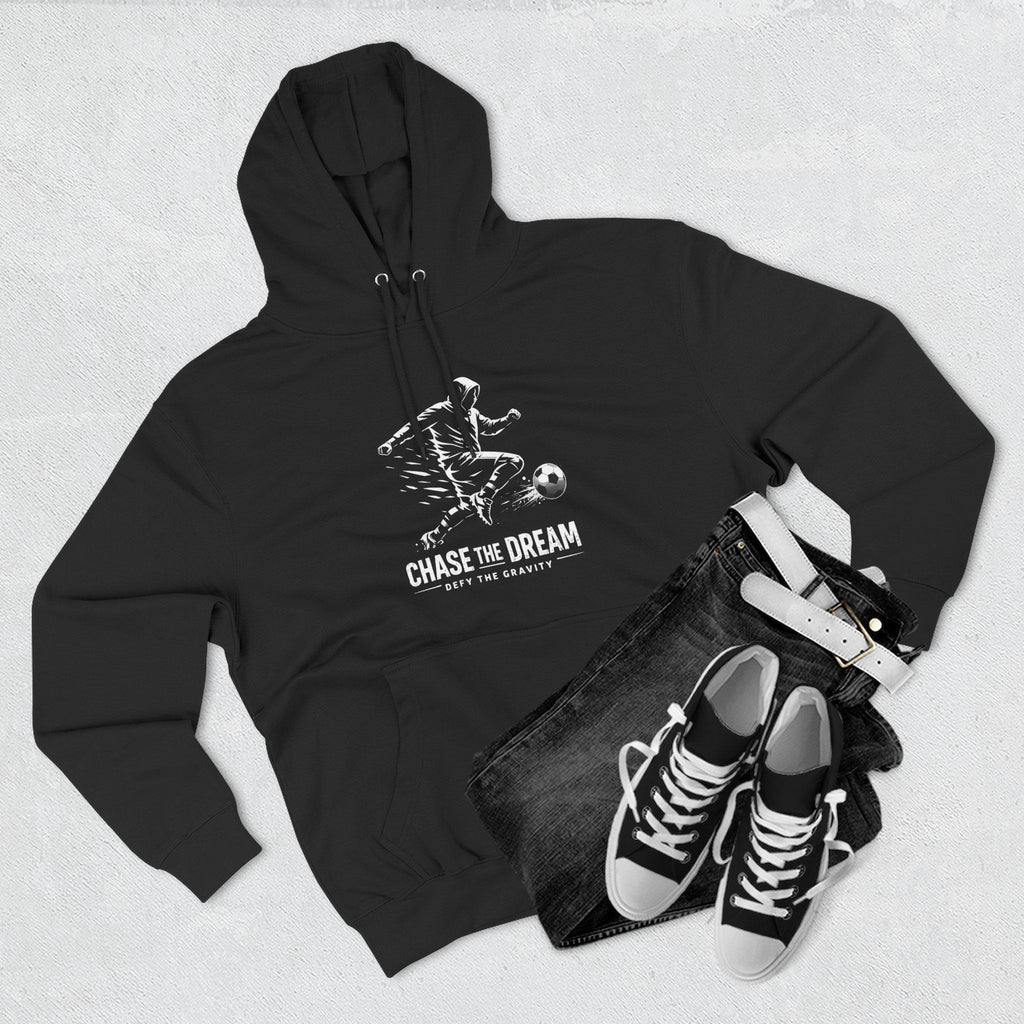 Chase The Dream Soccer Player hoodie | Three-Panel Fleece Hoodie | HalfSpace Studio branding | Streetwear Minimal
