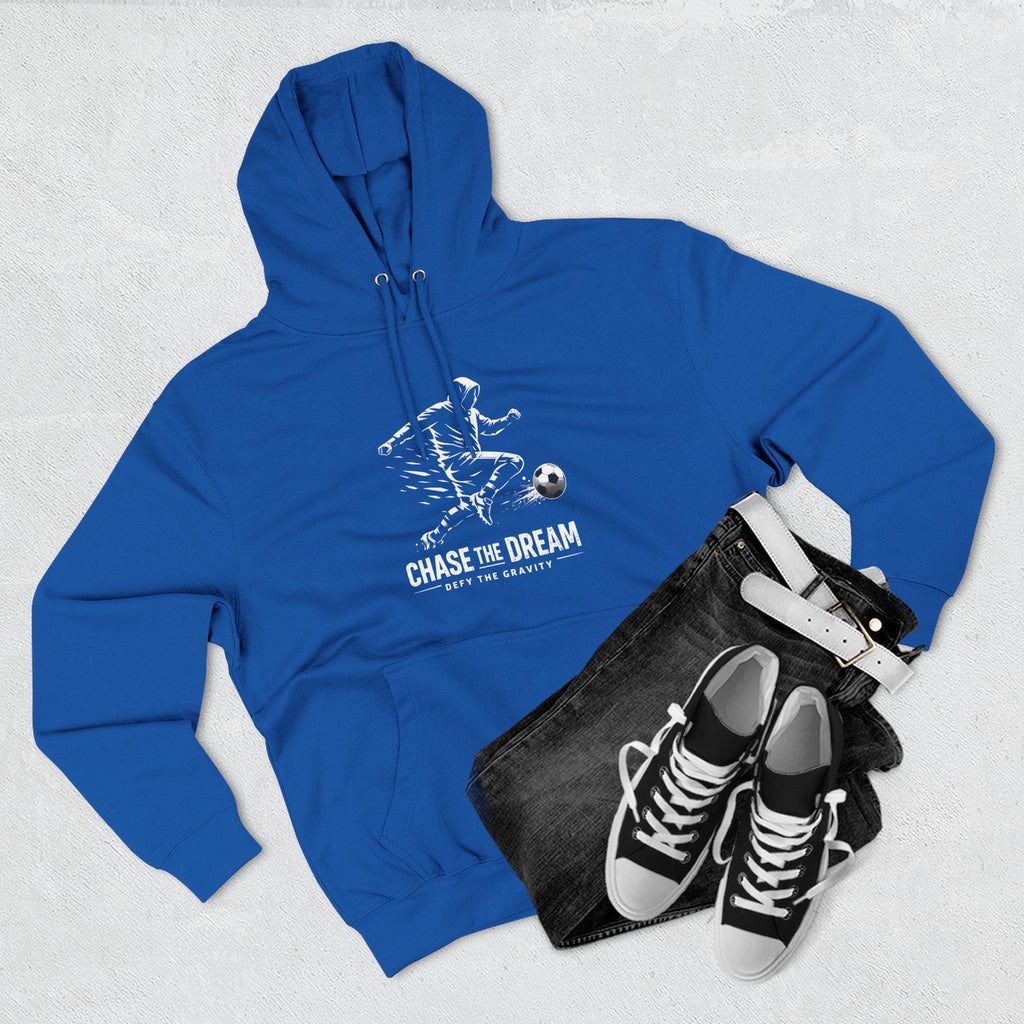Chase The Dream Soccer Player hoodie | Three-Panel Fleece Hoodie | HalfSpace Studio branding | Streetwear Minimal
