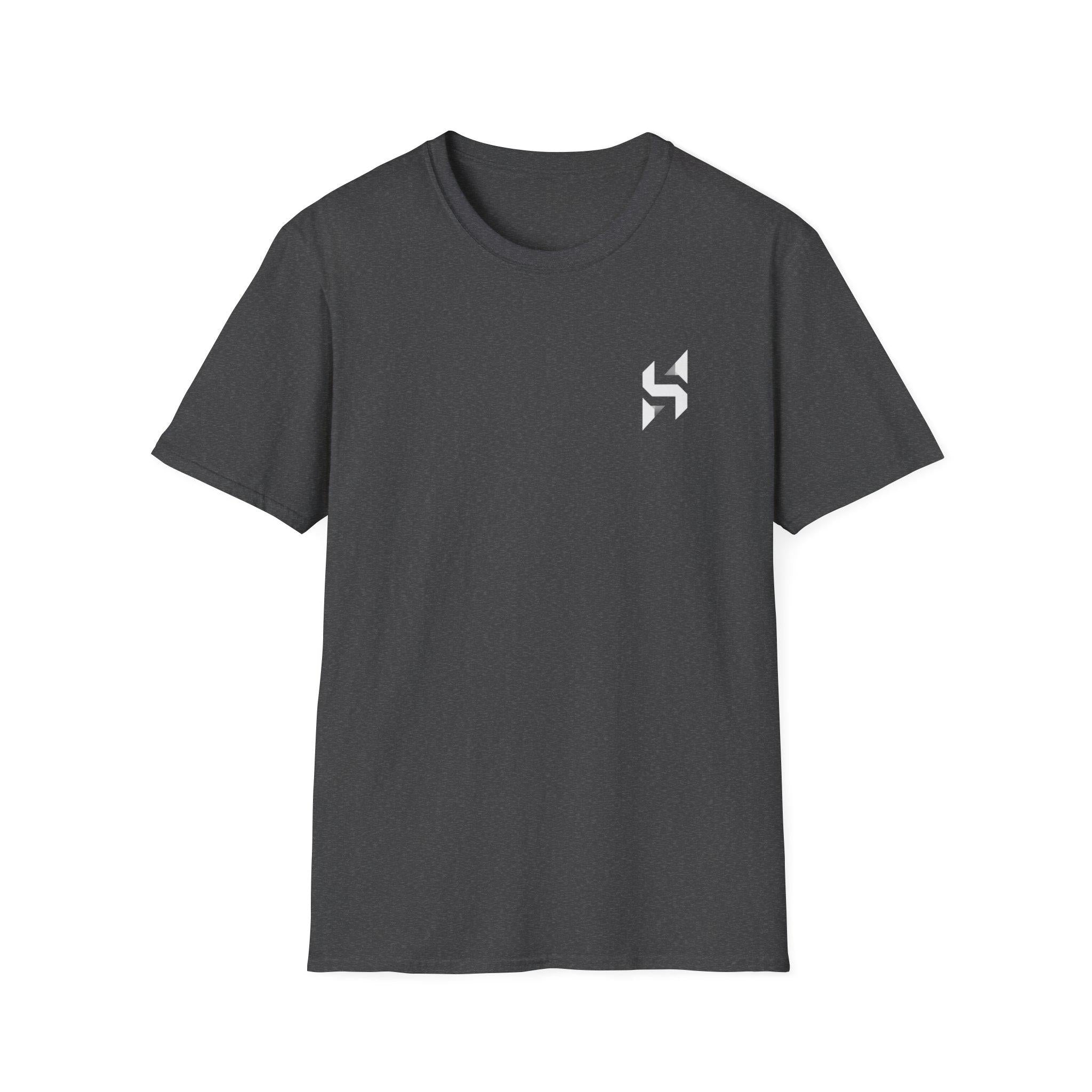 Geometric HS Logo T-Shirt | Minimal Chest Emblem, Monochrome Streetwear | HalfSpace Studio Branding