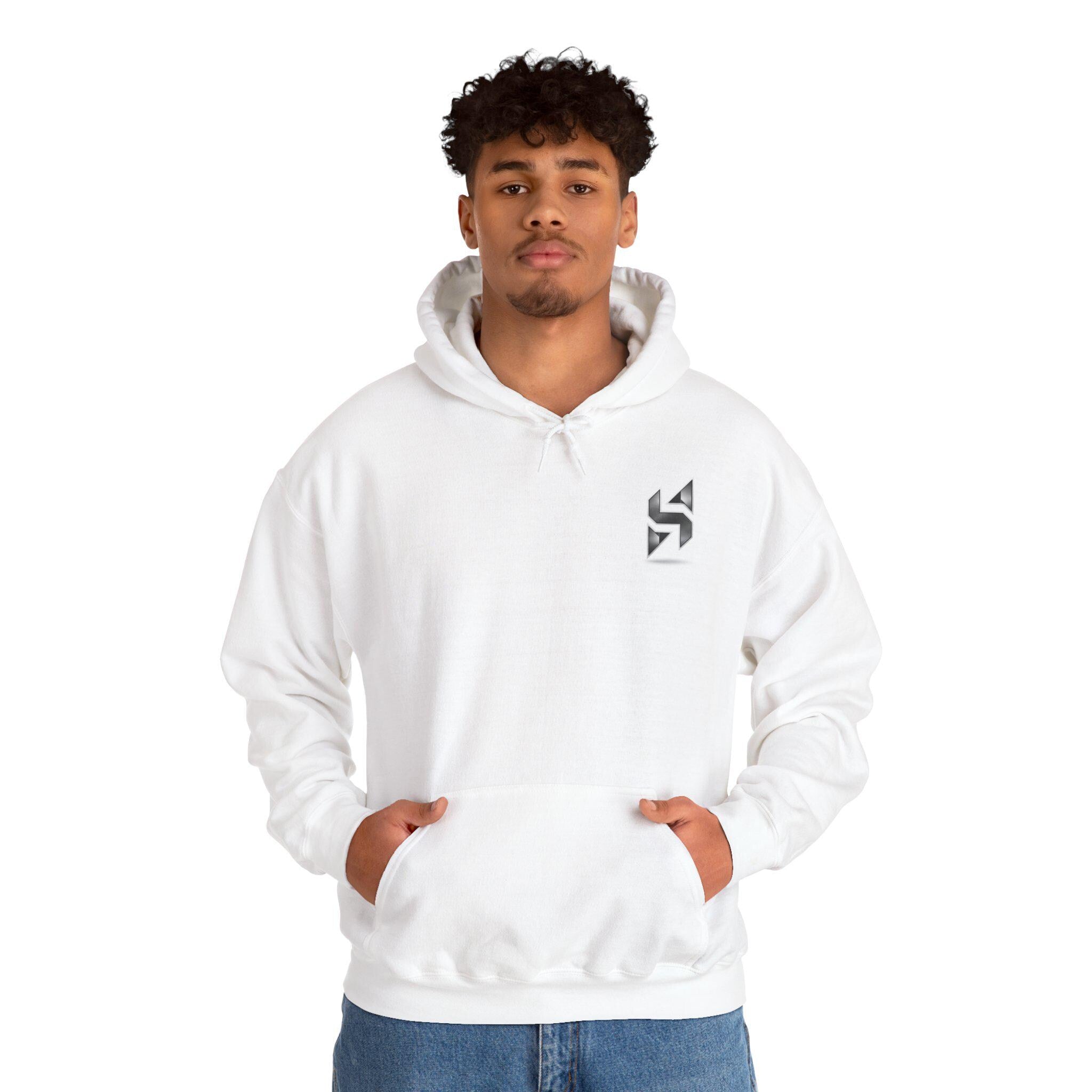Abstract Geometric Logo Hoodie | Minimal Monochrome Chest Emblem | Streetwear | HalfSpace Studio Branding