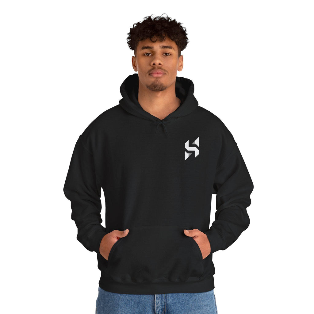 Abstract Geometric Logo Hoodie | Minimal Monochrome Chest Emblem | Streetwear | HalfSpace Studio Branding