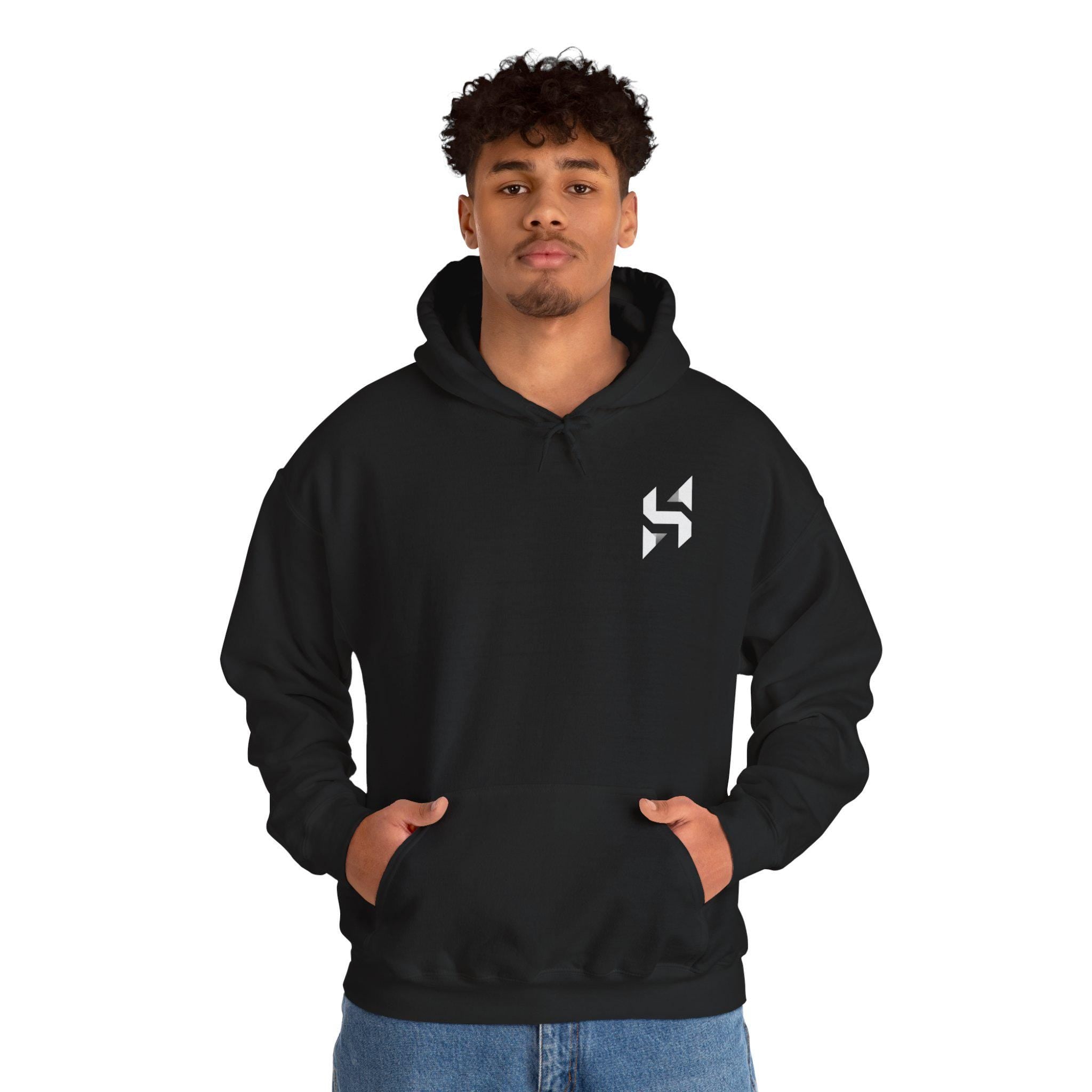 Abstract Geometric Logo Hoodie | Minimal Monochrome Chest Emblem | Streetwear | HalfSpace Studio Branding