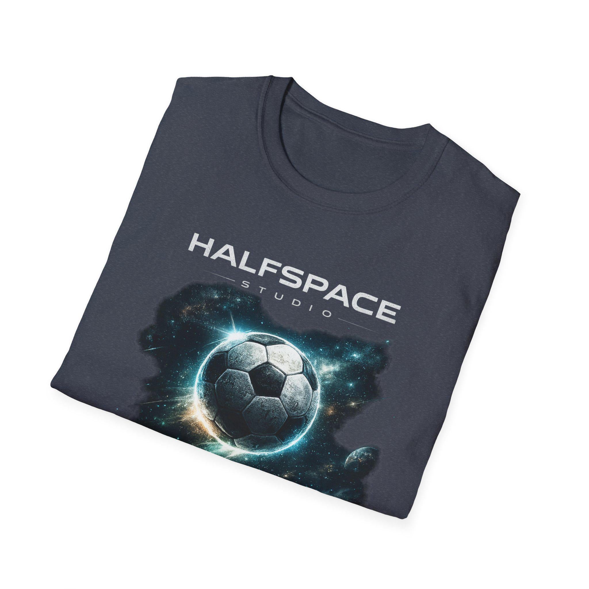 Space Football T Shirt | Cosmic Soccer Graphic Tee | Sci Fi Streetwear Top