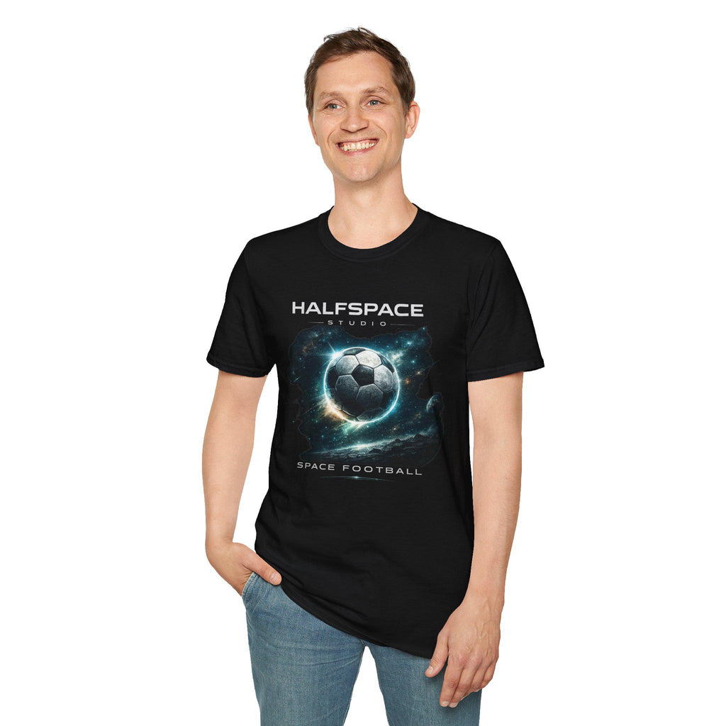 Space Football T Shirt | Cosmic Soccer Graphic Tee | Sci Fi Streetwear Top