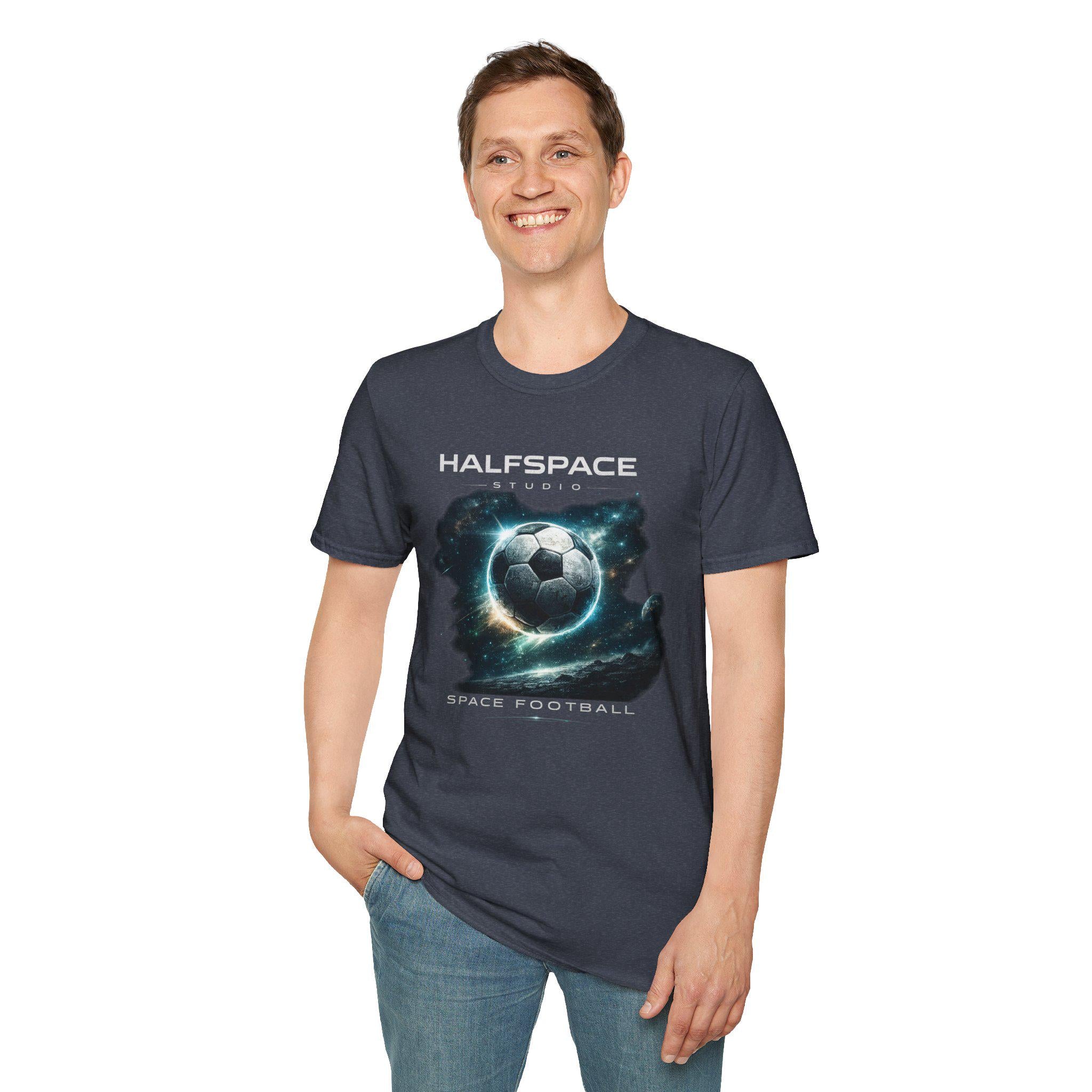 Space Football T Shirt | Cosmic Soccer Graphic Tee | Sci Fi Streetwear Top