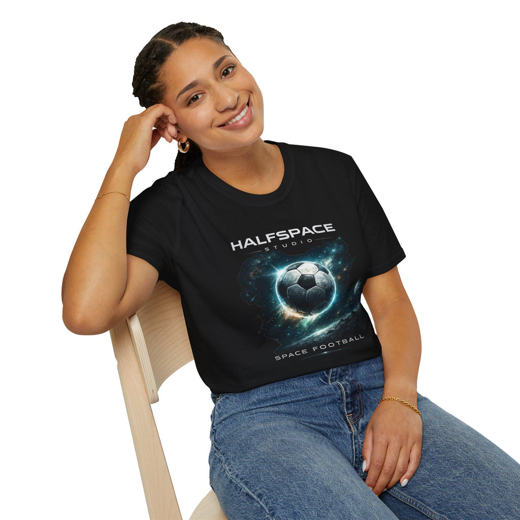 Space Football T Shirt | Cosmic Soccer Graphic Tee | Sci Fi Streetwear Top