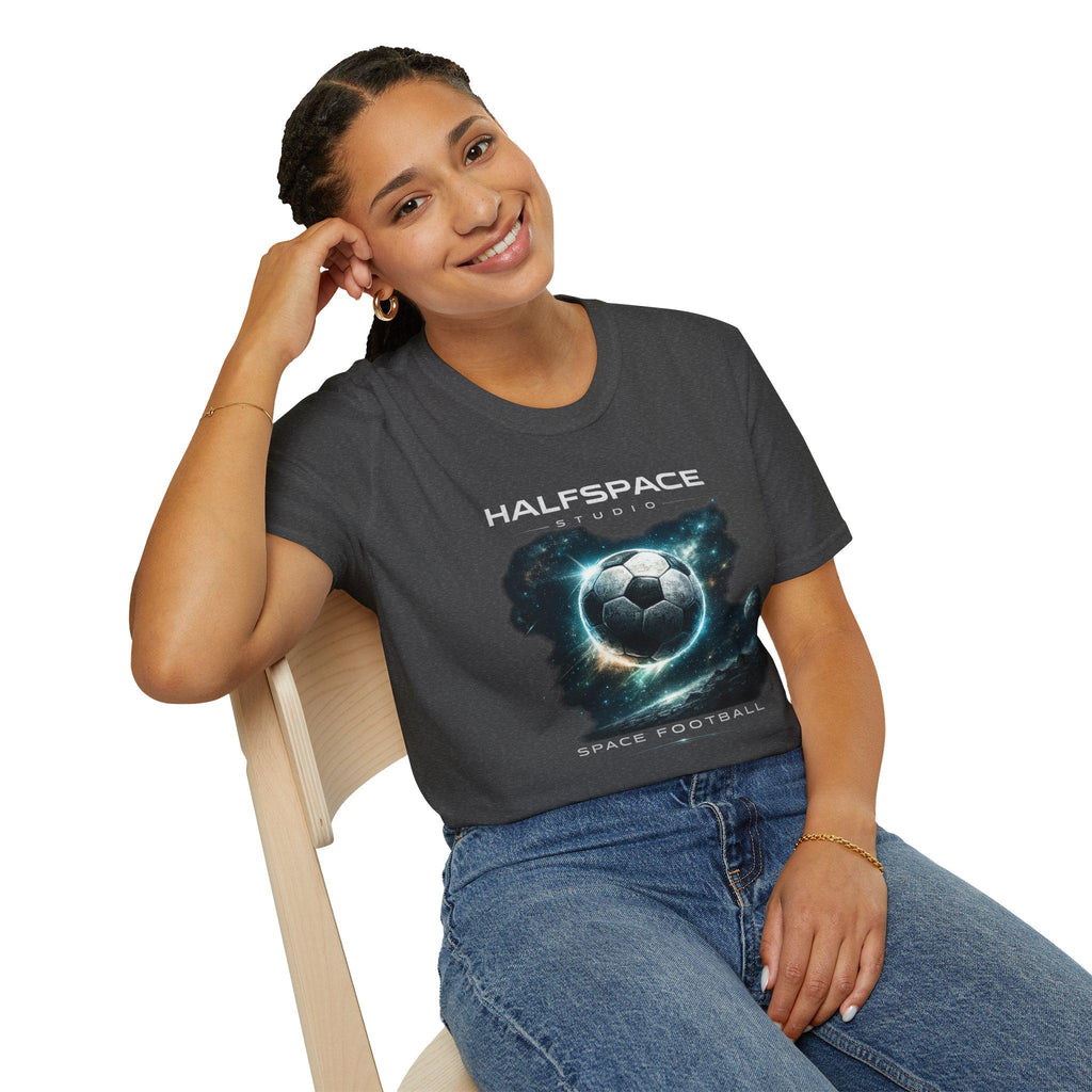 Space Football T Shirt | Cosmic Soccer Graphic Tee | Sci Fi Streetwear Top