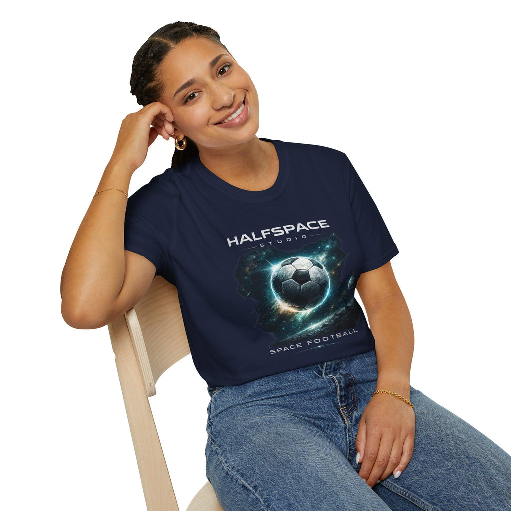 Space Football T Shirt | Cosmic Soccer Graphic Tee | Sci Fi Streetwear Top