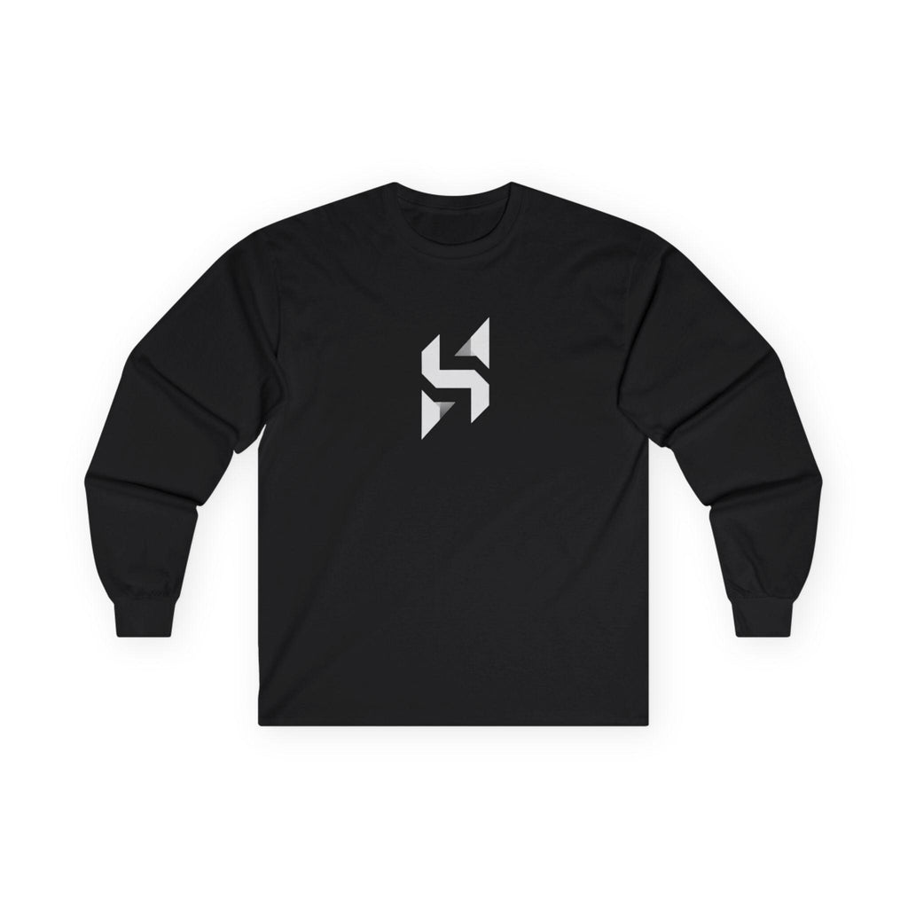 Geometric Monogram Long Sleeve Tee | Minimal Black Emblem | Streetwear