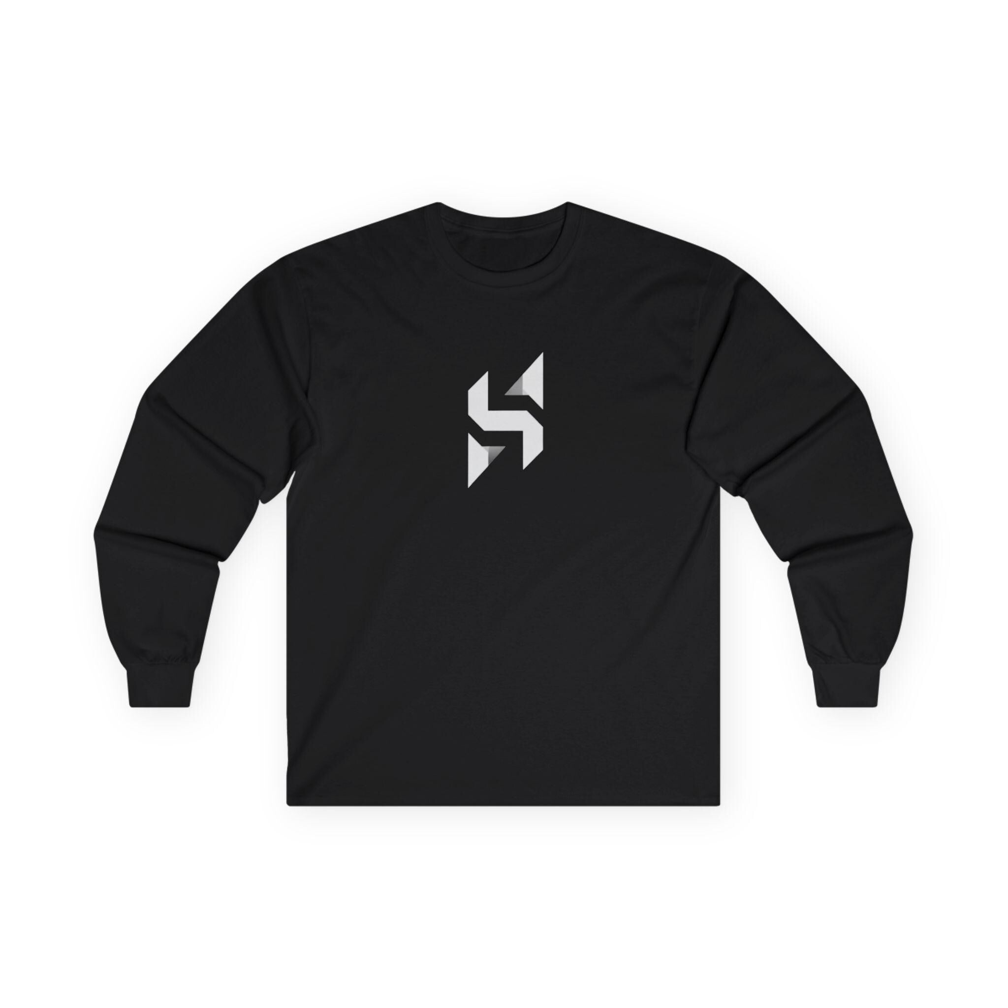 Geometric Monogram Long Sleeve Tee | Minimal Black Emblem | Streetwear