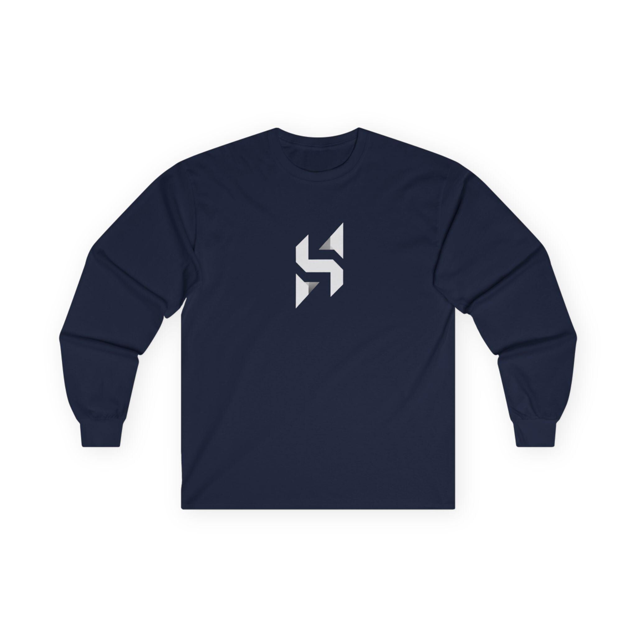 Geometric Monogram Long Sleeve Tee | Minimal Black Emblem | Streetwear