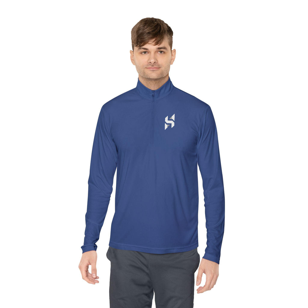Minimal Geometric Logo Quarter-Zip Pullover | Small Chest Emblem | Streetwear | Athleticwear | HalfSpace Studio Branding