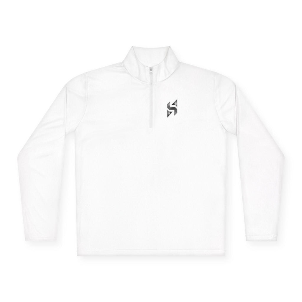 Minimal Geometric Logo Quarter-Zip Pullover | Small Chest Emblem | Streetwear | Athleticwear | HalfSpace Studio Branding