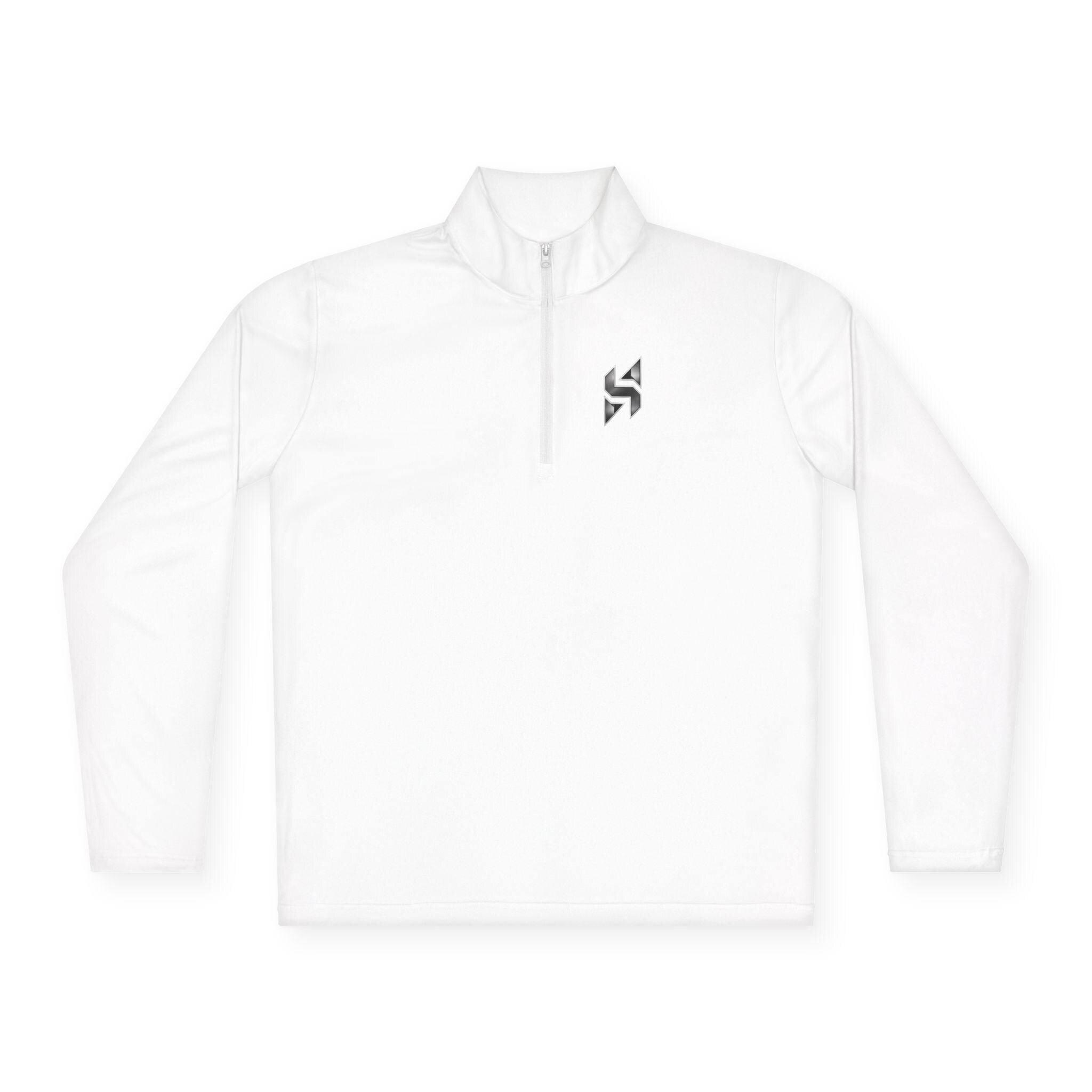 Minimal Geometric Logo Quarter-Zip Pullover | Small Chest Emblem | Streetwear | Athleticwear | HalfSpace Studio Branding