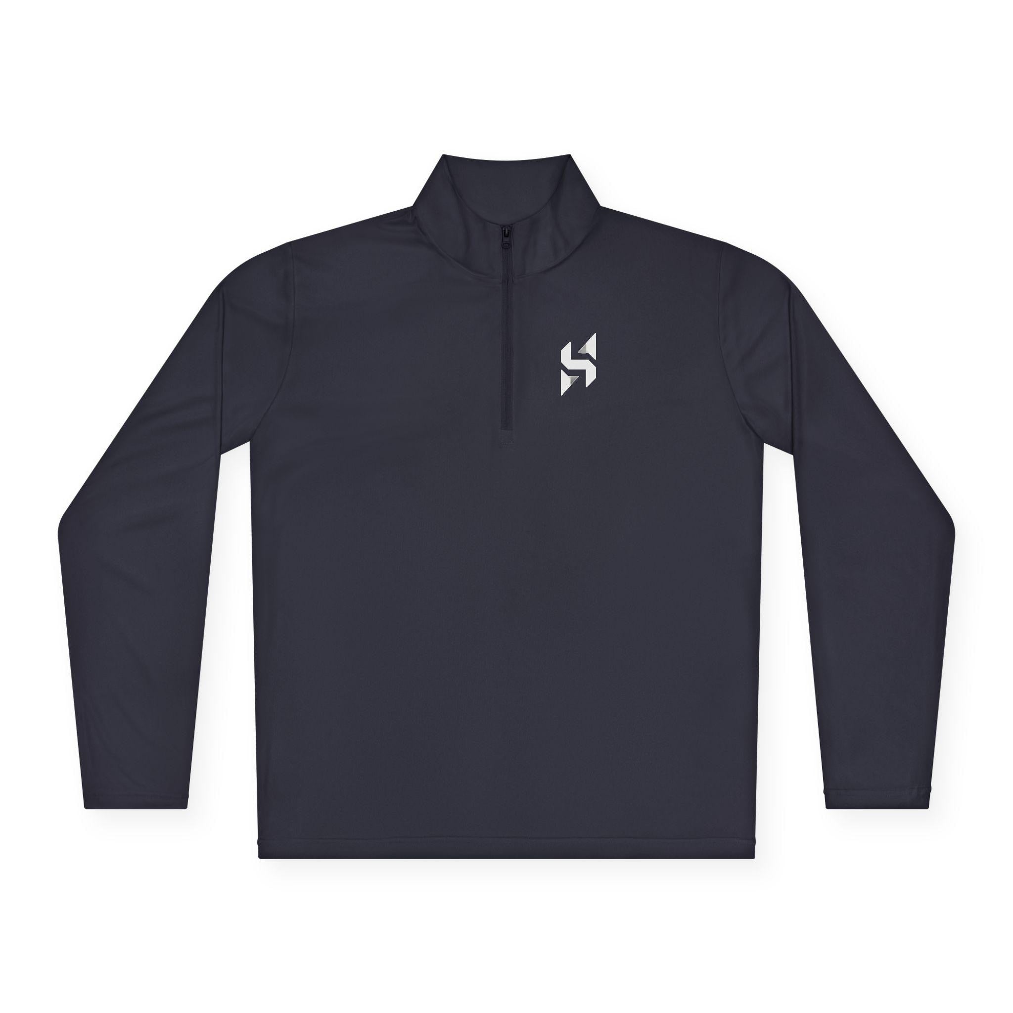 Minimal Geometric Logo Quarter-Zip Pullover | Small Chest Emblem | Streetwear | Athleticwear | HalfSpace Studio Branding