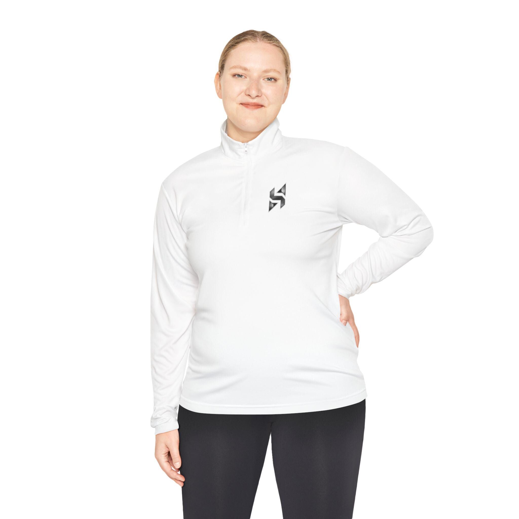 Minimal Geometric Logo Quarter-Zip Pullover | Small Chest Emblem | Streetwear | Athleticwear | HalfSpace Studio Branding