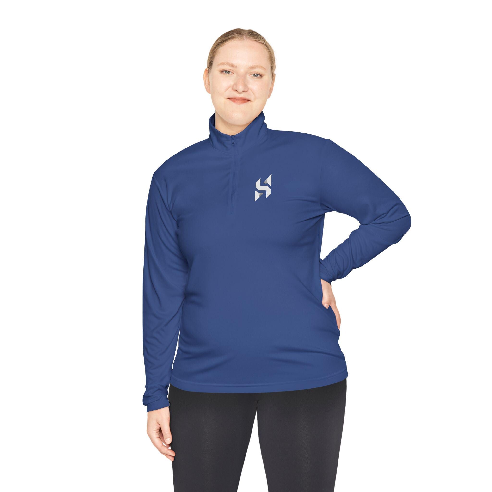 Minimal Geometric Logo Quarter-Zip Pullover | Small Chest Emblem | Streetwear | Athleticwear | HalfSpace Studio Branding