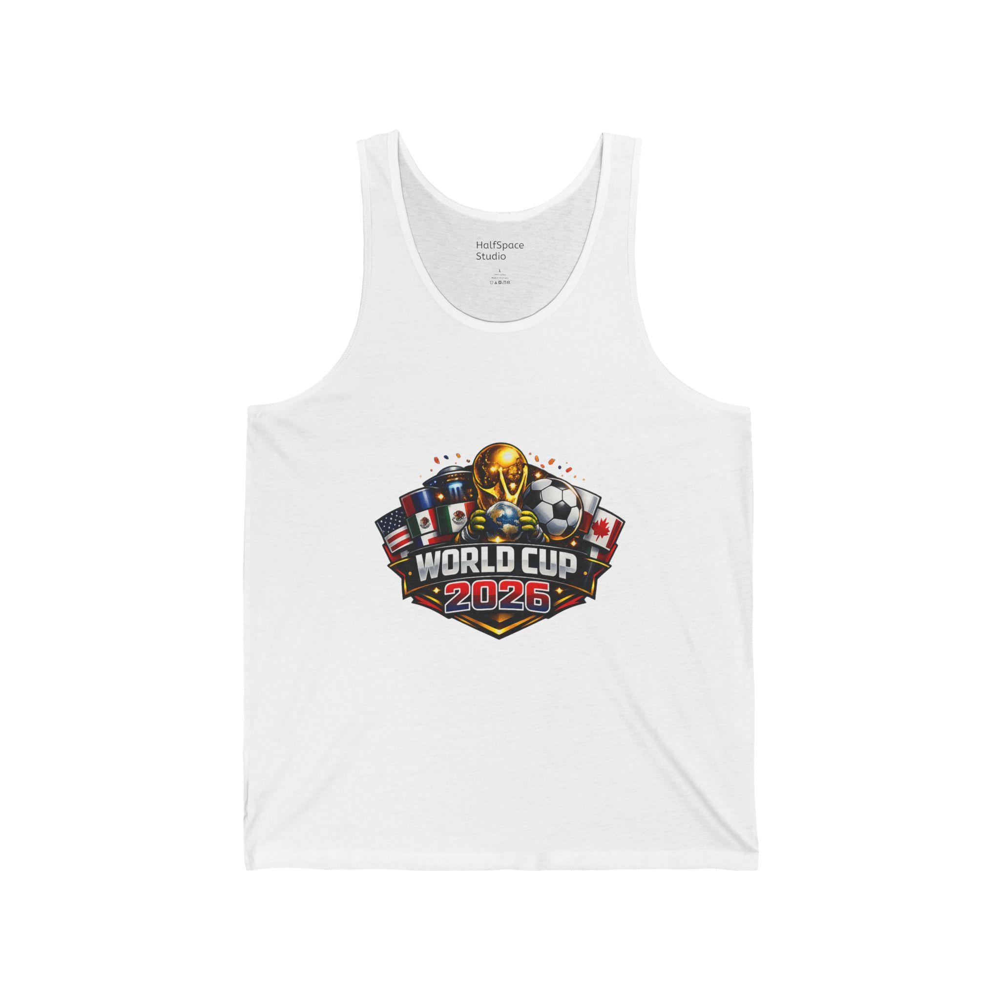 World Cup 2026 Soccer Trophy Tank Top | Championship Flags, Ball Design