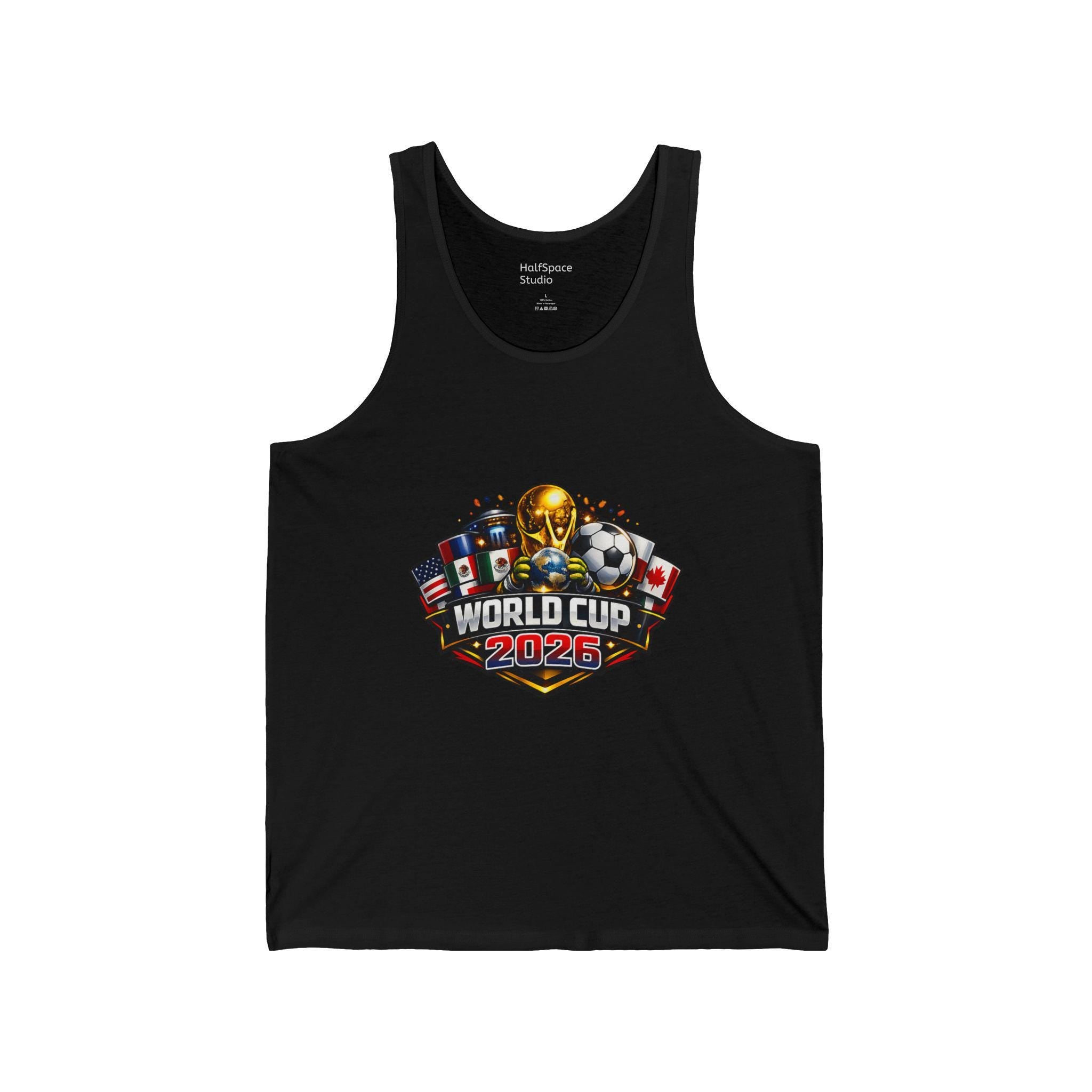 World Cup 2026 Soccer Trophy Tank Top | Championship Flags, Ball Design