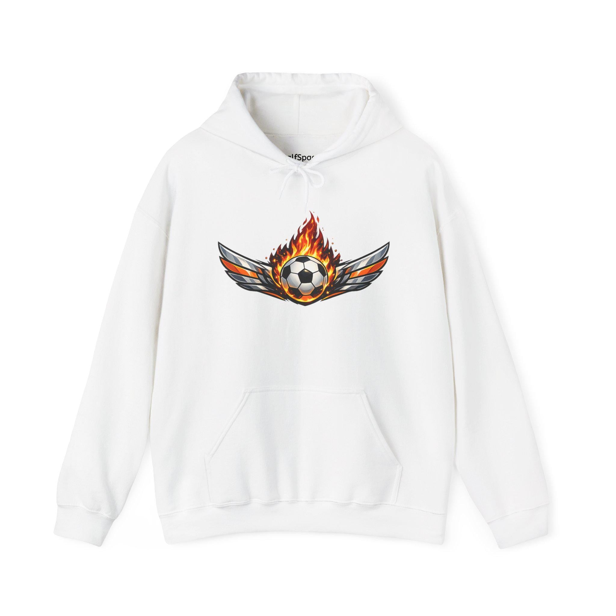 Flaming Soccer Ball Wings Hoodie | Sports Graphic Pullover | Minimal Streetwear