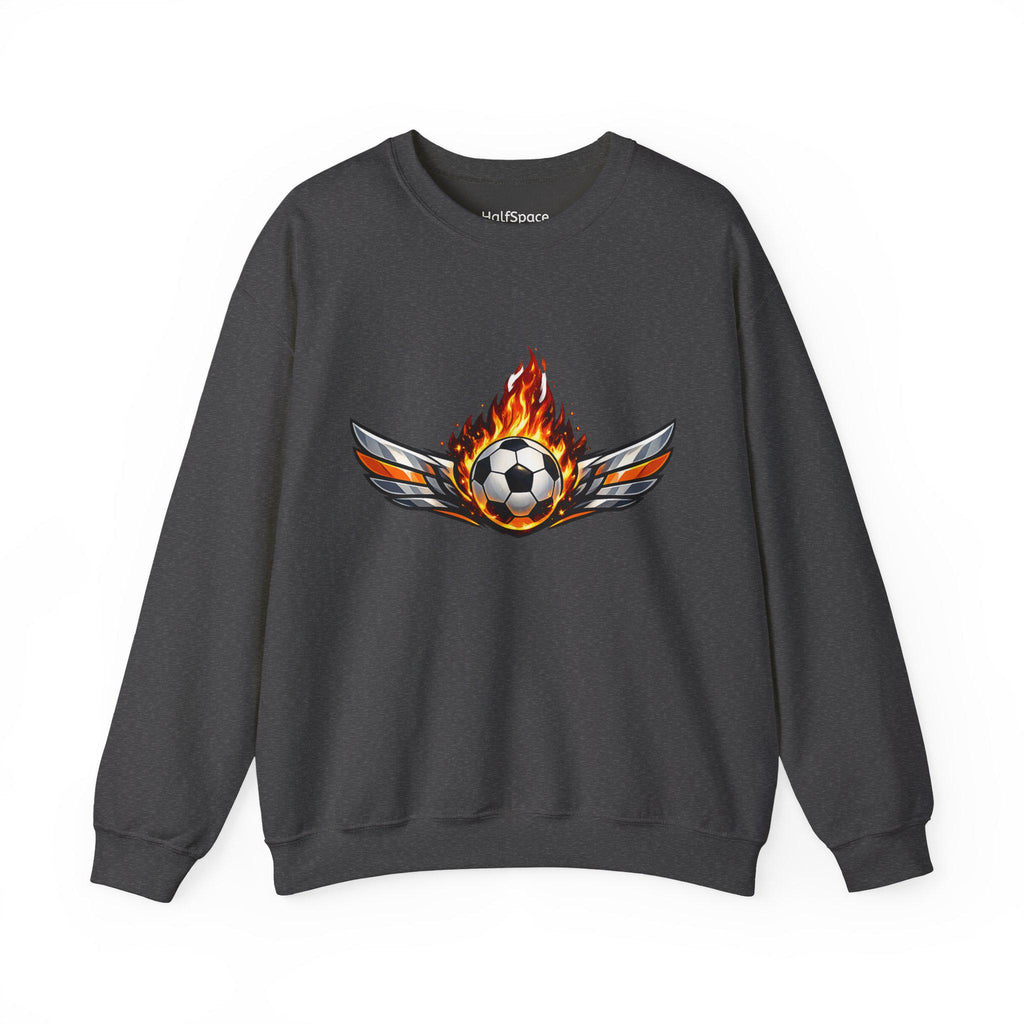 Flaming Soccer Ball Wings sweatshirt | Sports Graphic Crewneck | Minimal Streetwear