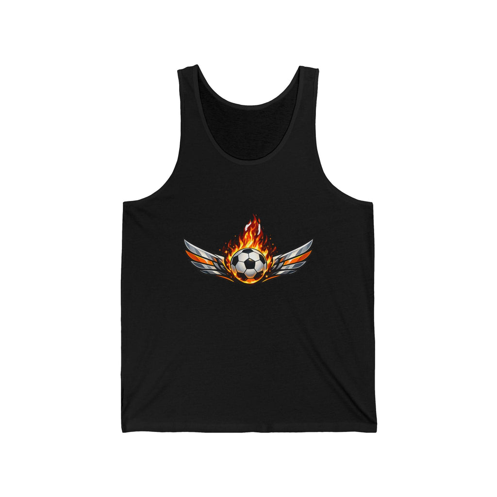 Flaming Winged Soccer Ball Tank Top | Minimal Streetwear Graphic Tee