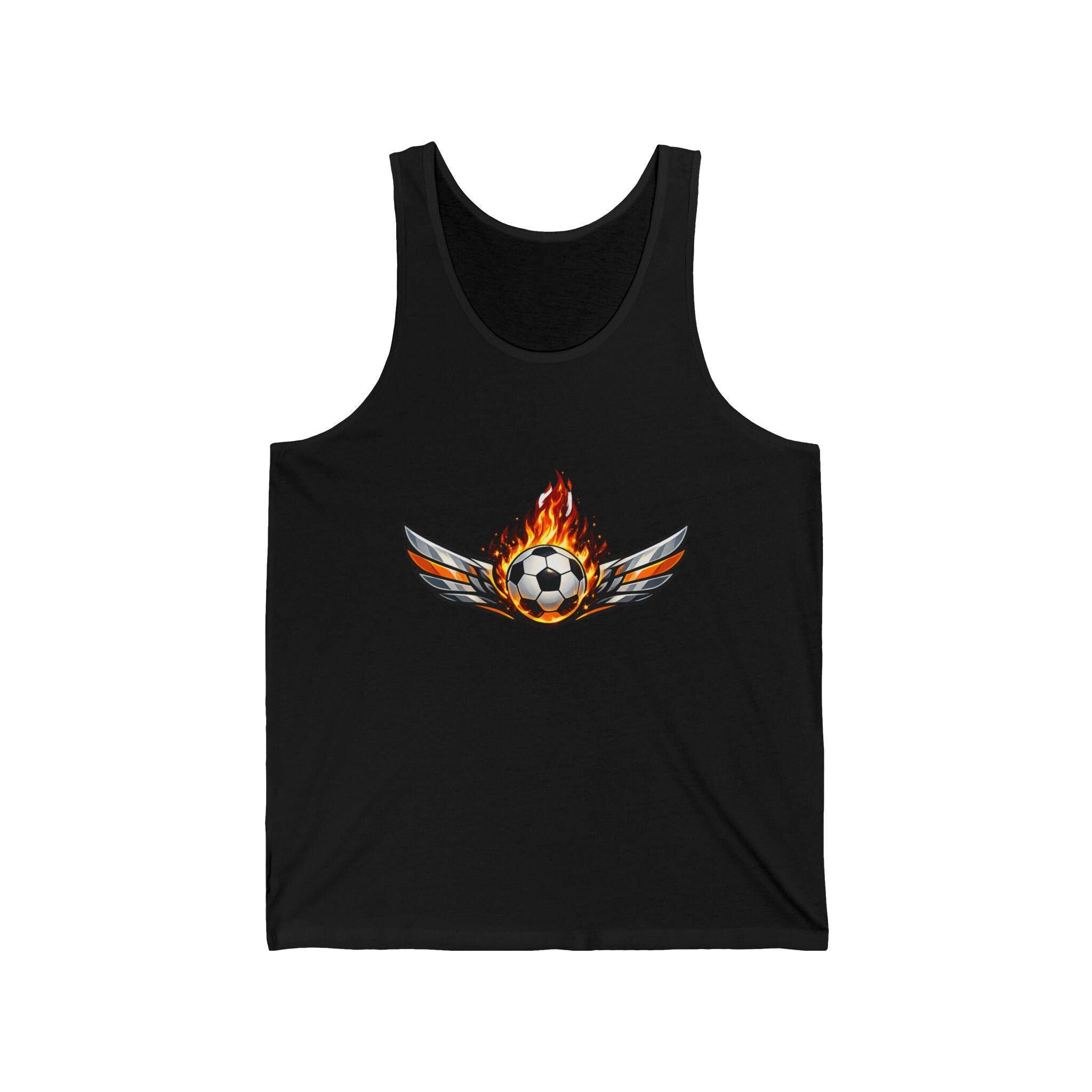 Flaming Winged Soccer Ball Tank Top | Minimal Streetwear Graphic Tee