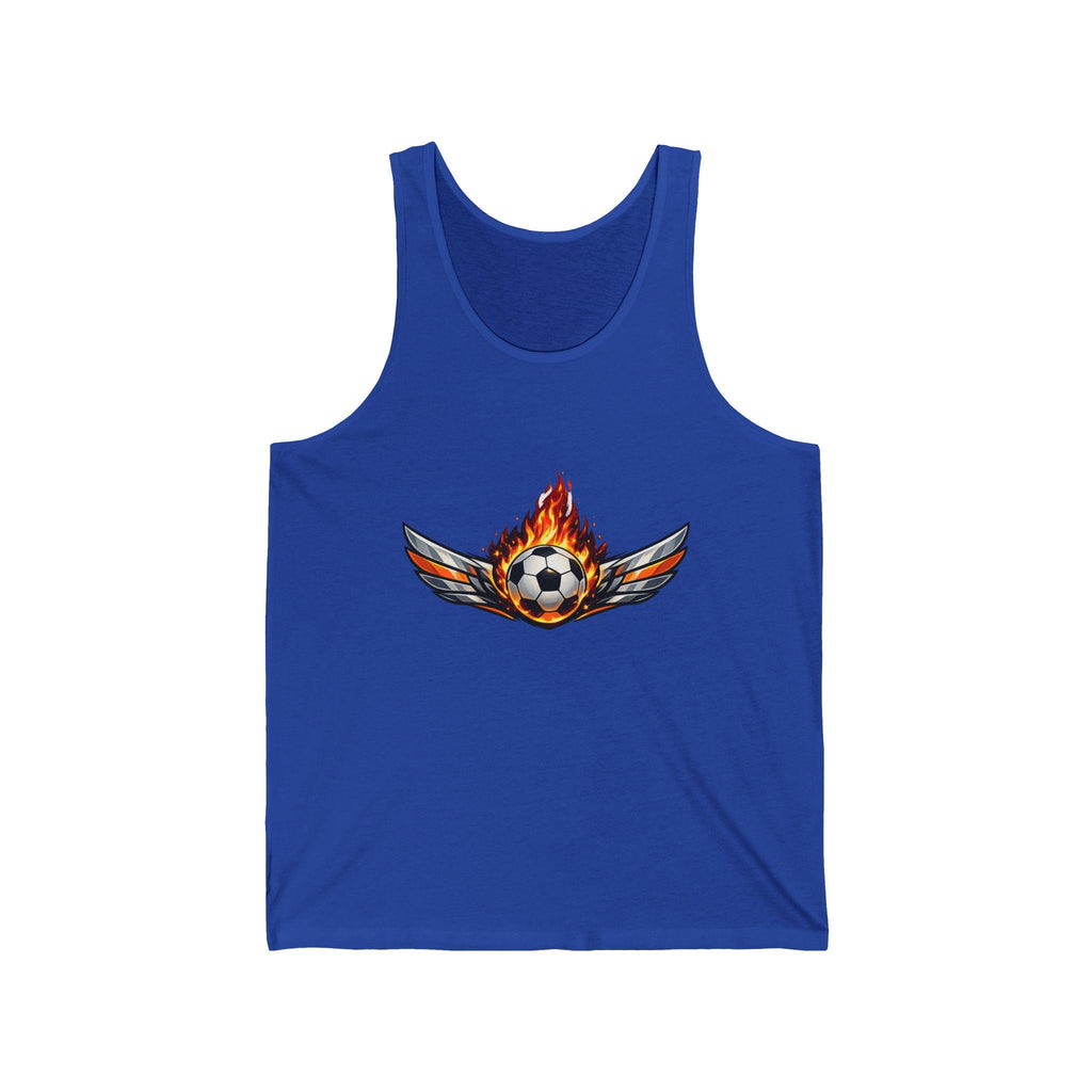 Flaming Winged Soccer Ball Tank Top | Minimal Streetwear Graphic Tee