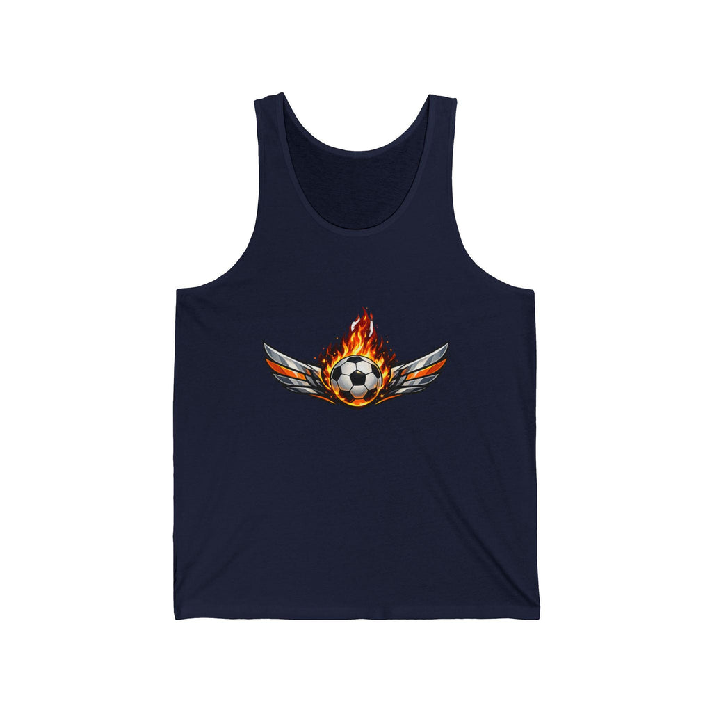 Flaming Winged Soccer Ball Tank Top | Minimal Streetwear Graphic Tee
