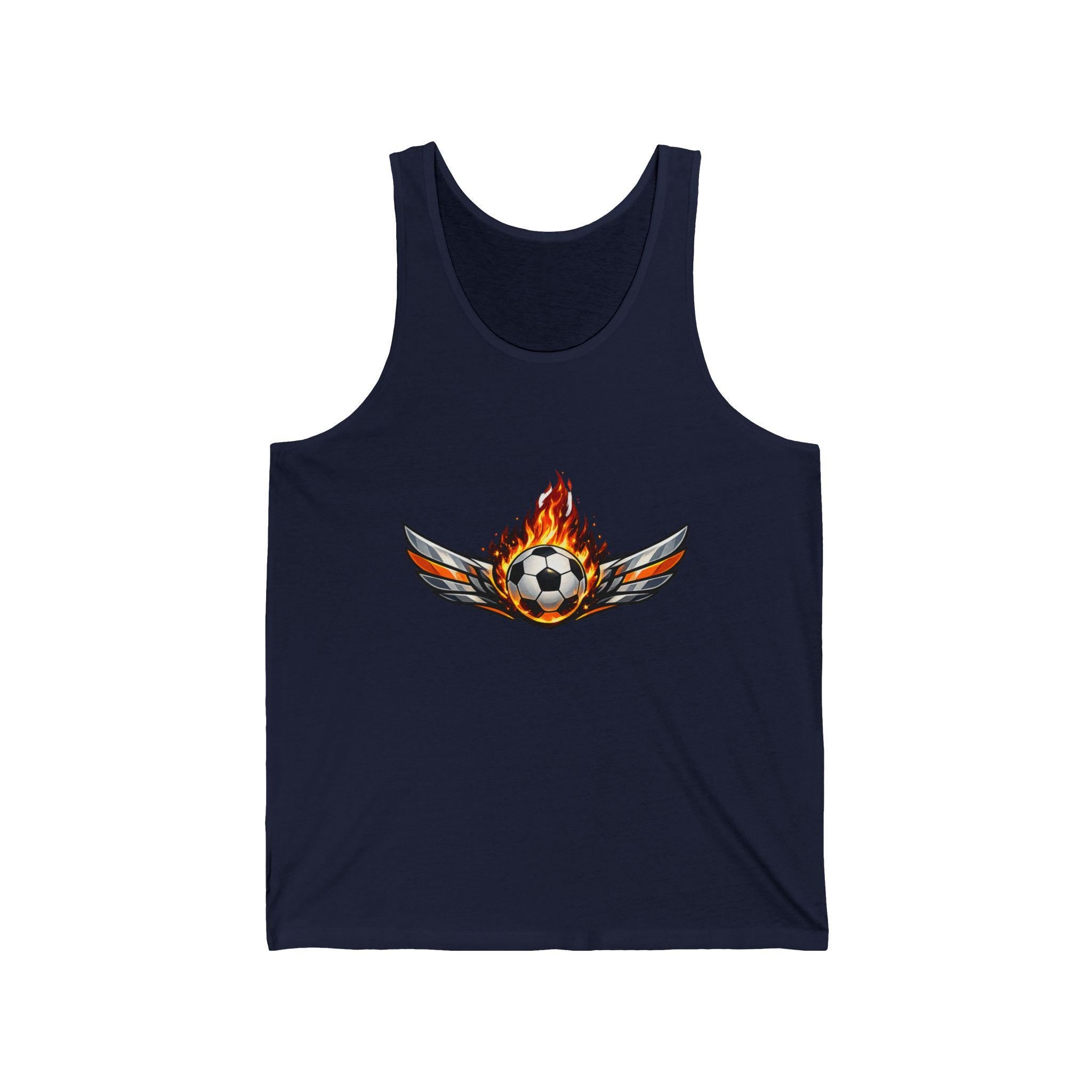 Flaming Winged Soccer Ball Tank Top | Minimal Streetwear Graphic Tee