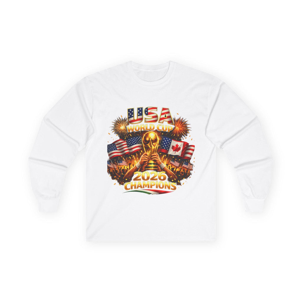 USA World Cup Champions 2020 Long Sleeve Tee | Soccer Trophy Flags