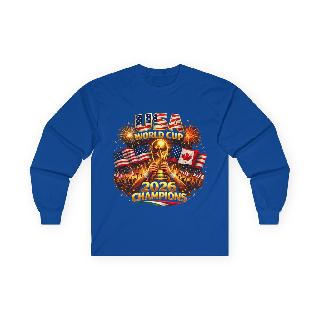 USA World Cup Champions 2020 Long Sleeve Tee | Soccer Trophy Flags