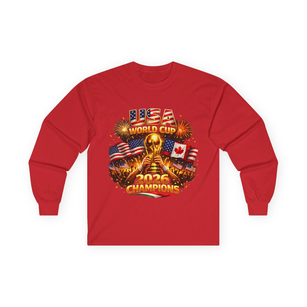 USA World Cup Champions 2020 Long Sleeve Tee | Soccer Trophy Flags