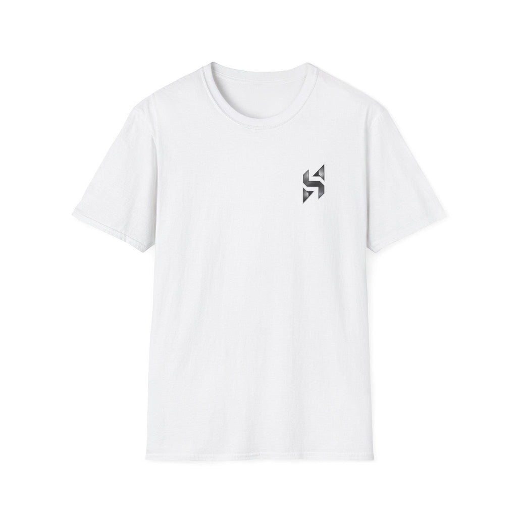 Geometric HS Logo T-Shirt | Minimal Chest Emblem, Monochrome Streetwear | HalfSpace Studio Branding