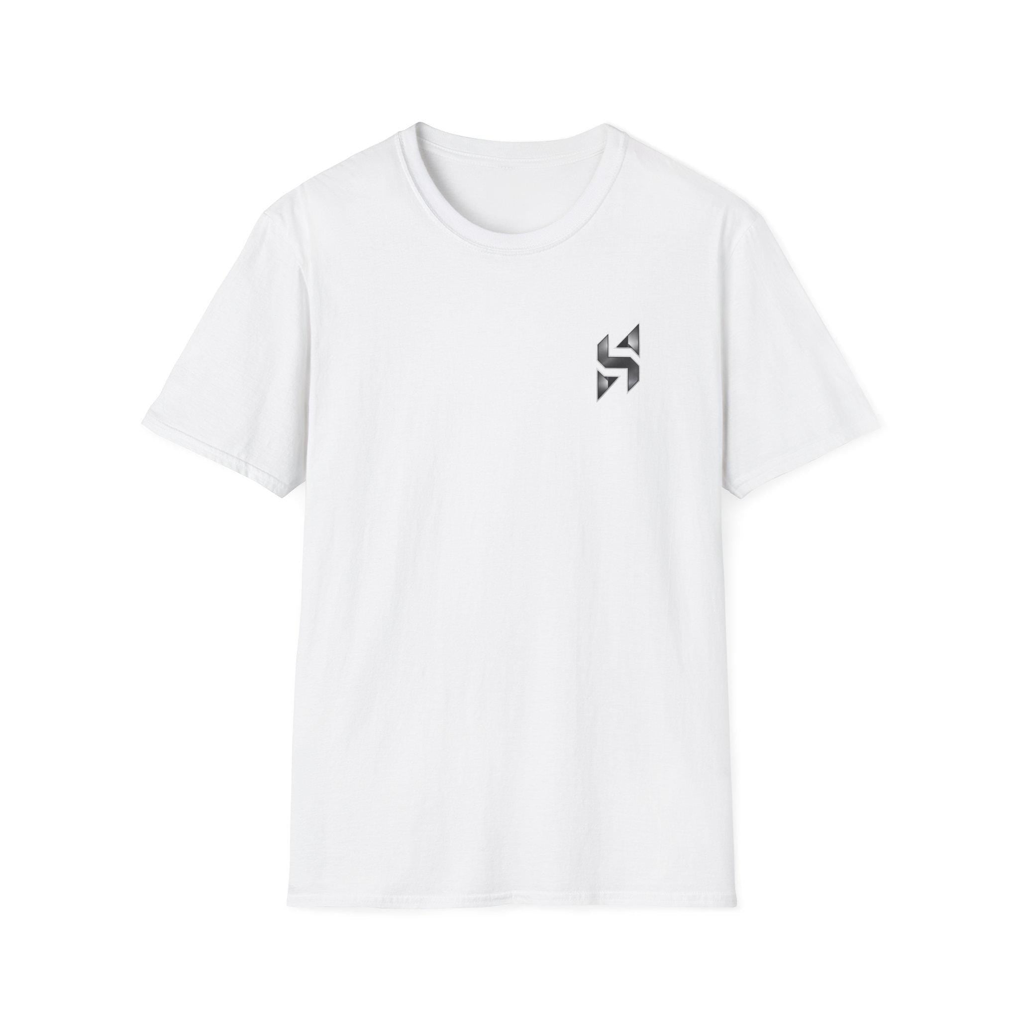 Geometric HS Logo T-Shirt | Minimal Chest Emblem, Monochrome Streetwear | HalfSpace Studio Branding