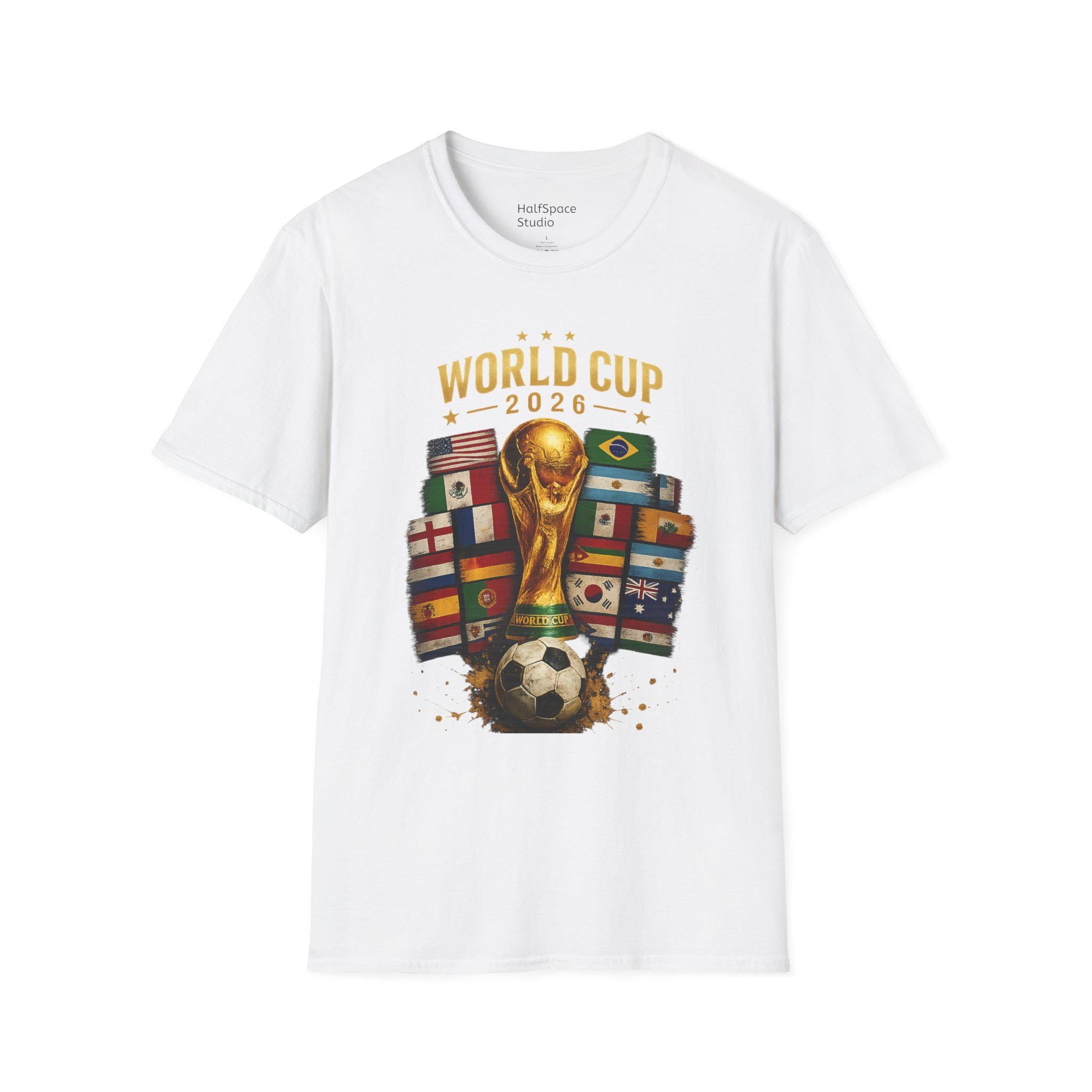 World Cup 2026 Trophy and Flags T-Shirt | Soccer Tournament Tee | Football/Soccer Fans