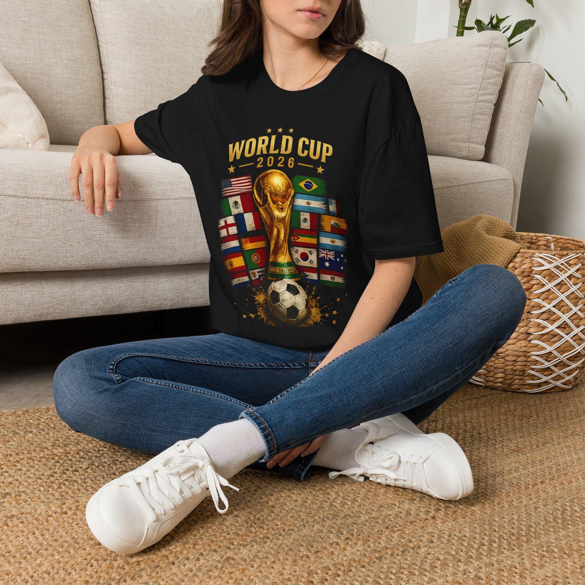 World Cup 2026 Trophy and Flags T-Shirt | Soccer Tournament Tee | Football/Soccer Fans