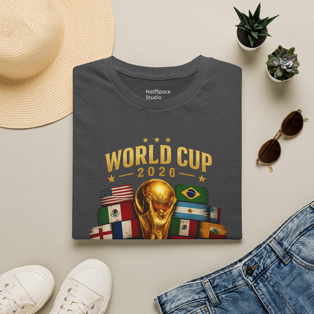 World Cup 2026 Trophy and Flags T-Shirt | Soccer Tournament Tee | Football/Soccer Fans
